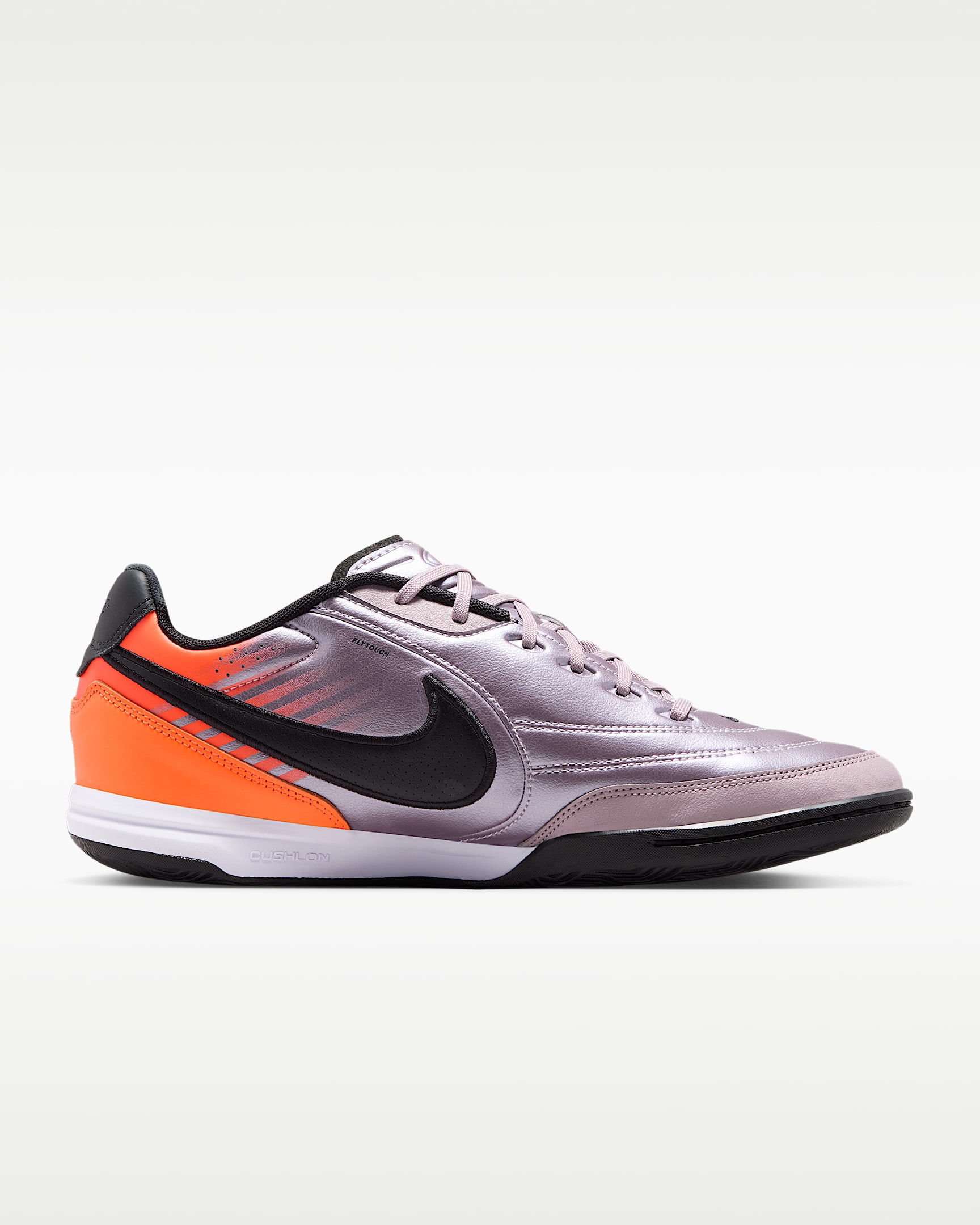 Nike Tiempo Streetgato PRM Heritage Indoor/Court Low-Top Soccer Shoes - Bleached Lilac/Total Orange/Black