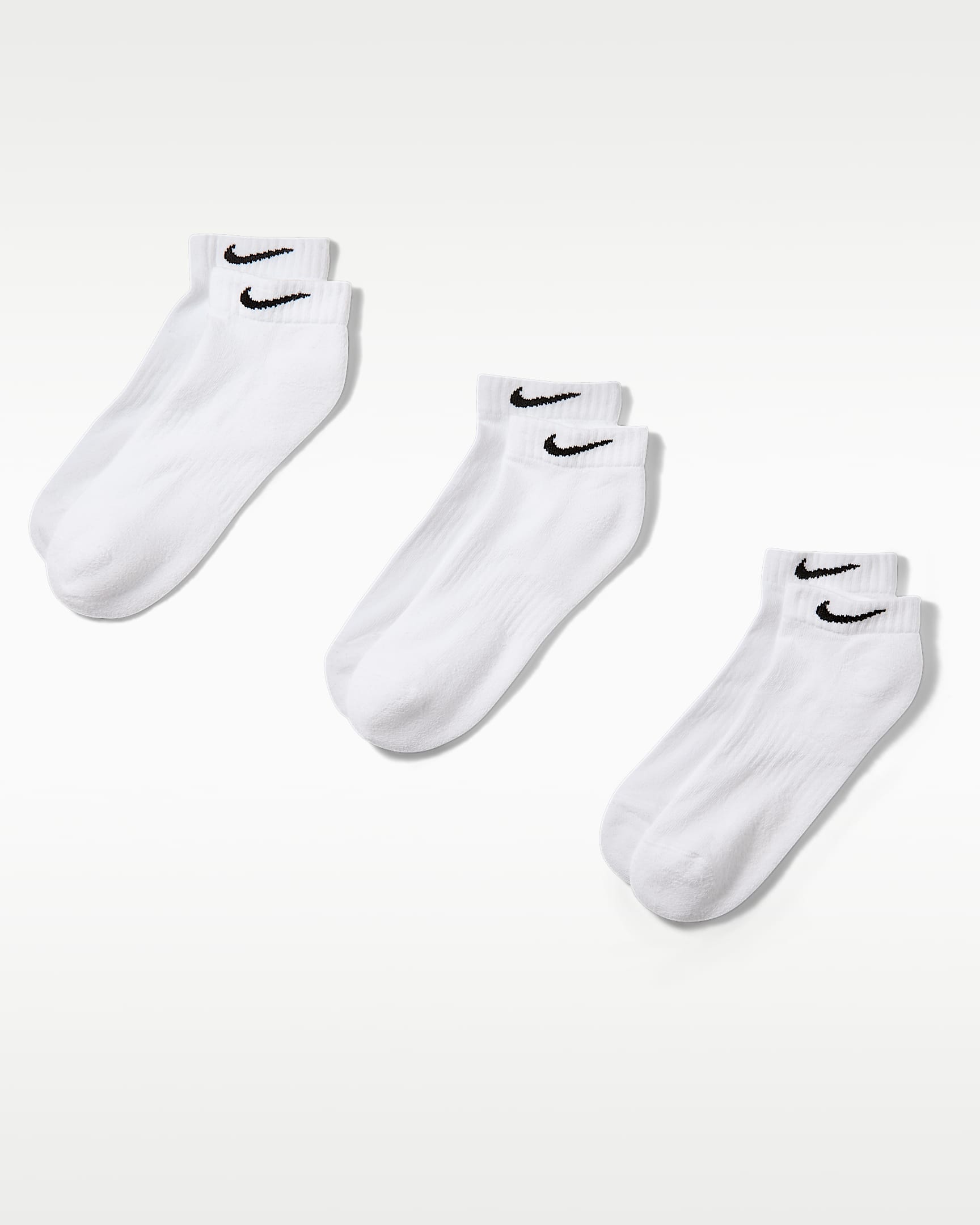 Nike Everyday Cushioned Training Low Socks (3 Pairs) - White/Black