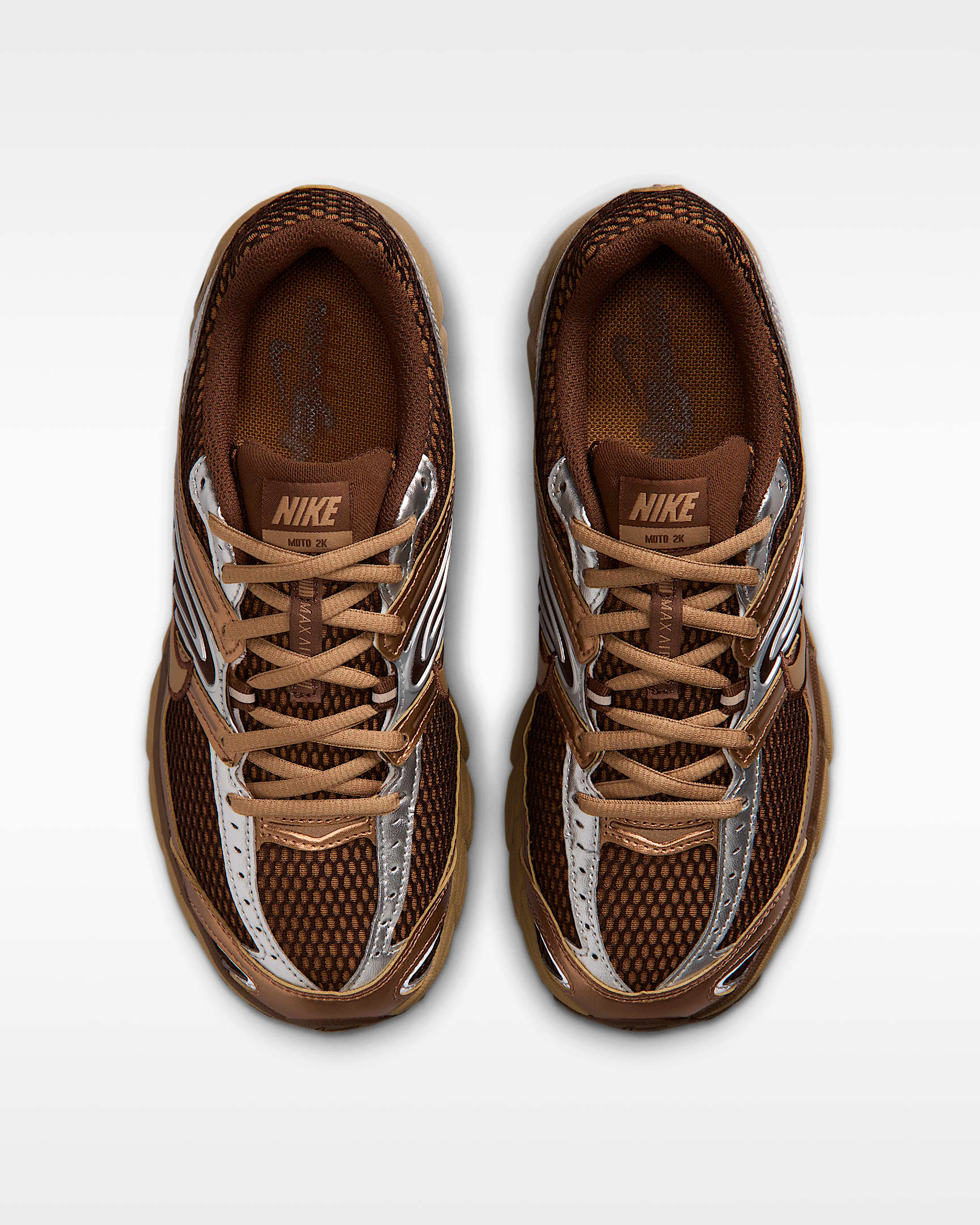 Nike Air Max Moto 2K Women's Shoes with Reflective Design Accents - Light British Tan/Cacao Wow/Metallic Silver/Dark Driftwood