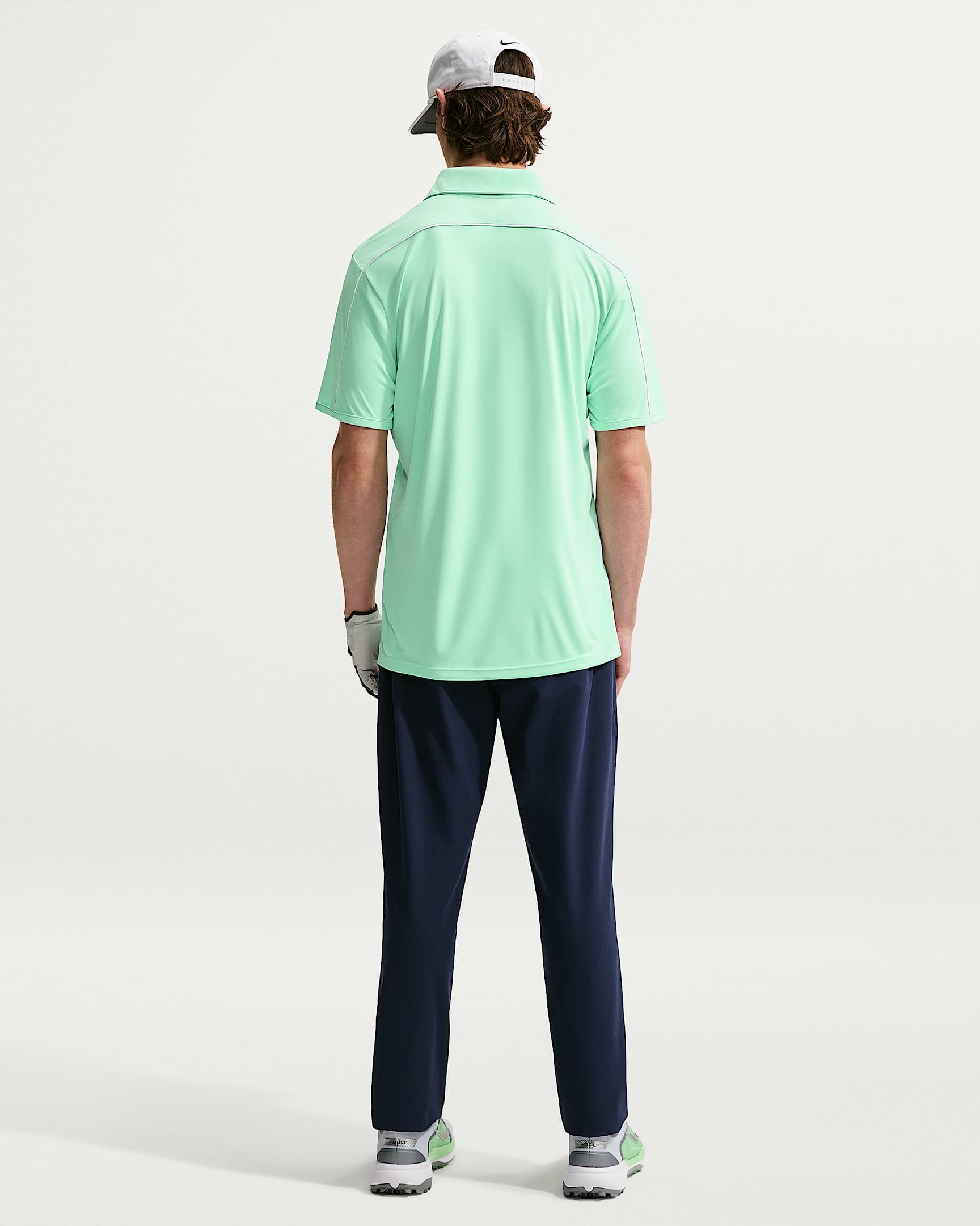 Nike Par Men's Dri-FIT Chest-Logo Golf Polo - Arctic Green/White