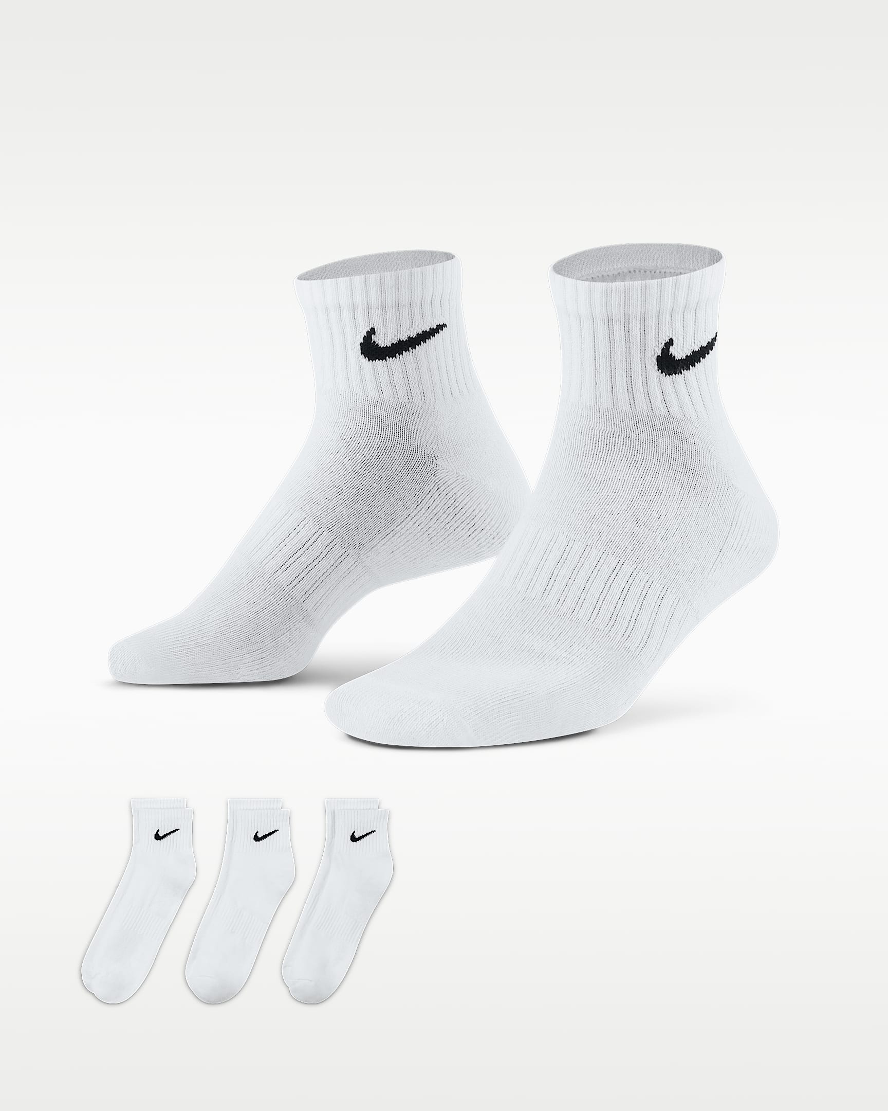Nike Everyday Cushioned Training Ankle Socks (3 Pairs) - White/Black