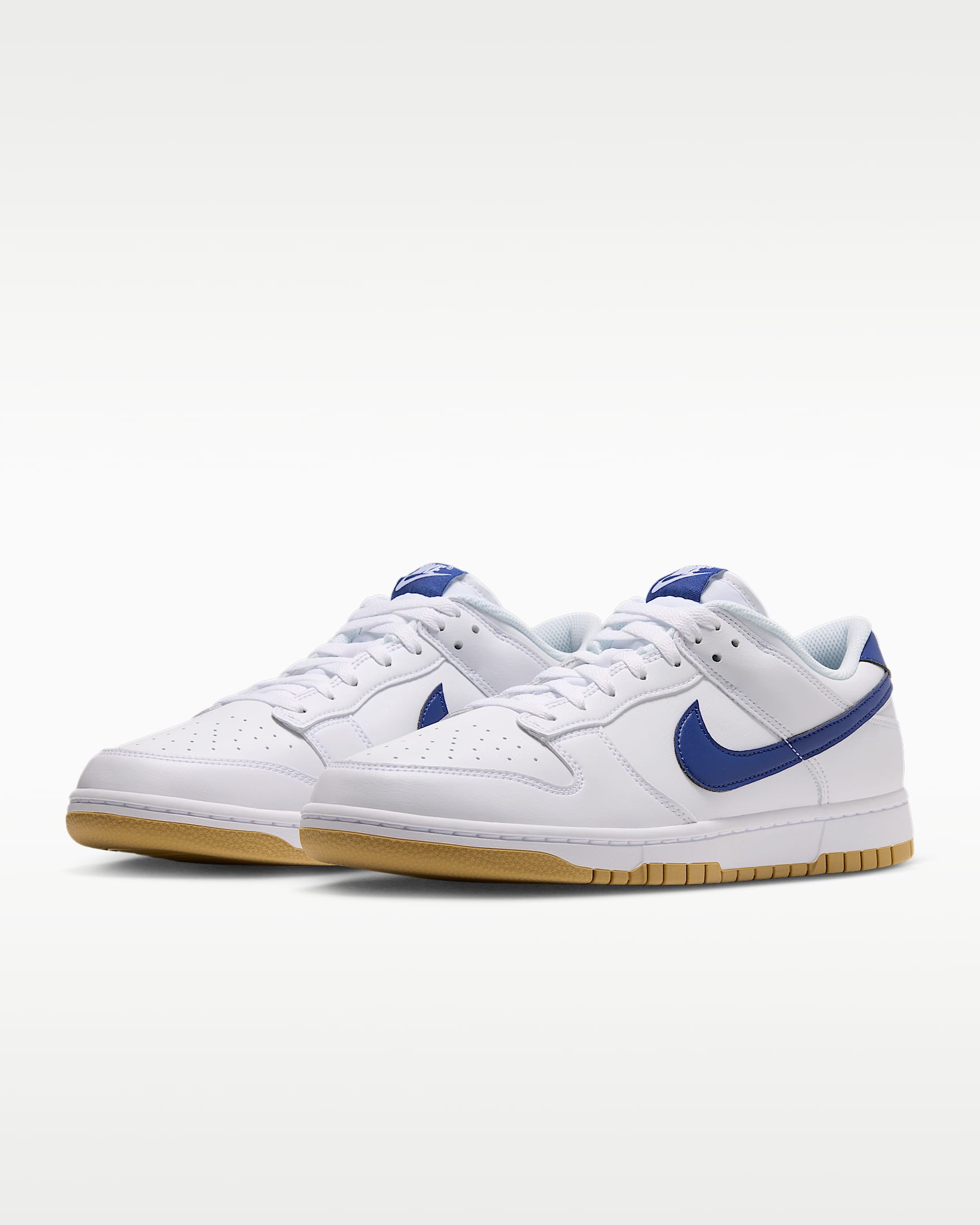 Nike Dunk Low Retro Men's Shoes - White/Gum Light Brown/Deep Royal Blue