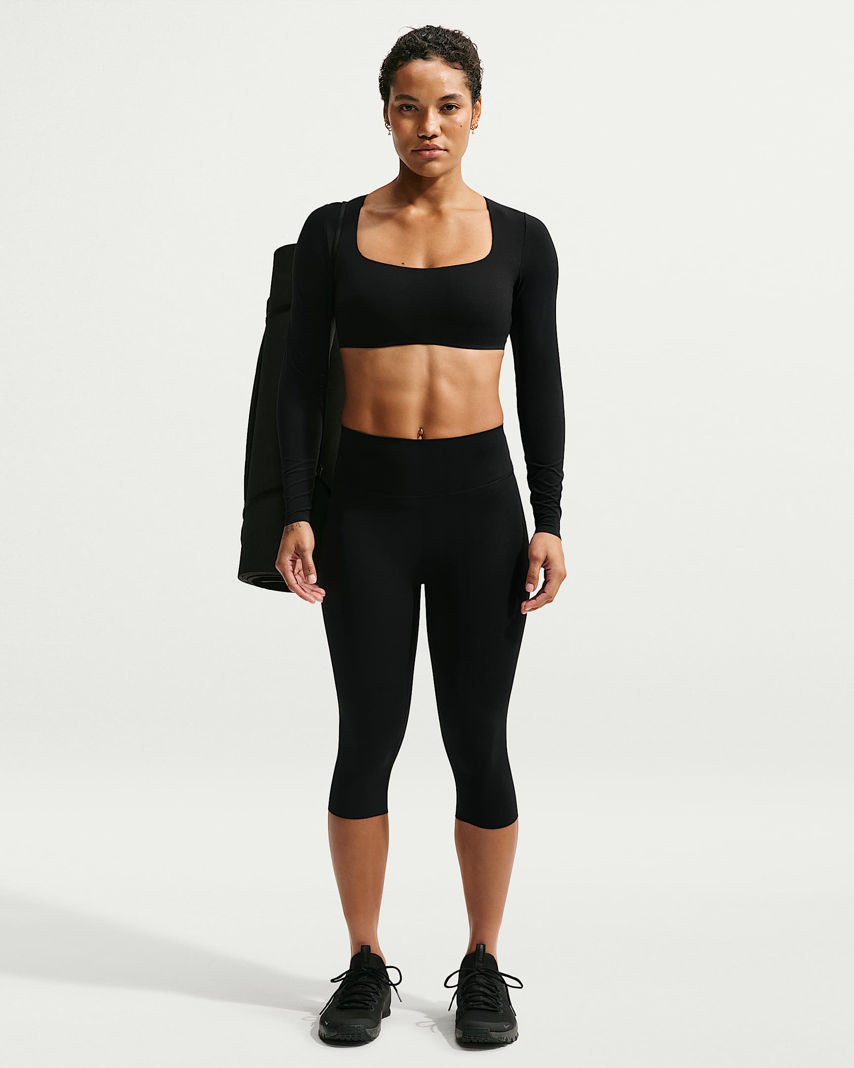 Nike Zenvy Women's Light-Support Padded Long-Sleeve Sports Bra - Black/Cool Grey