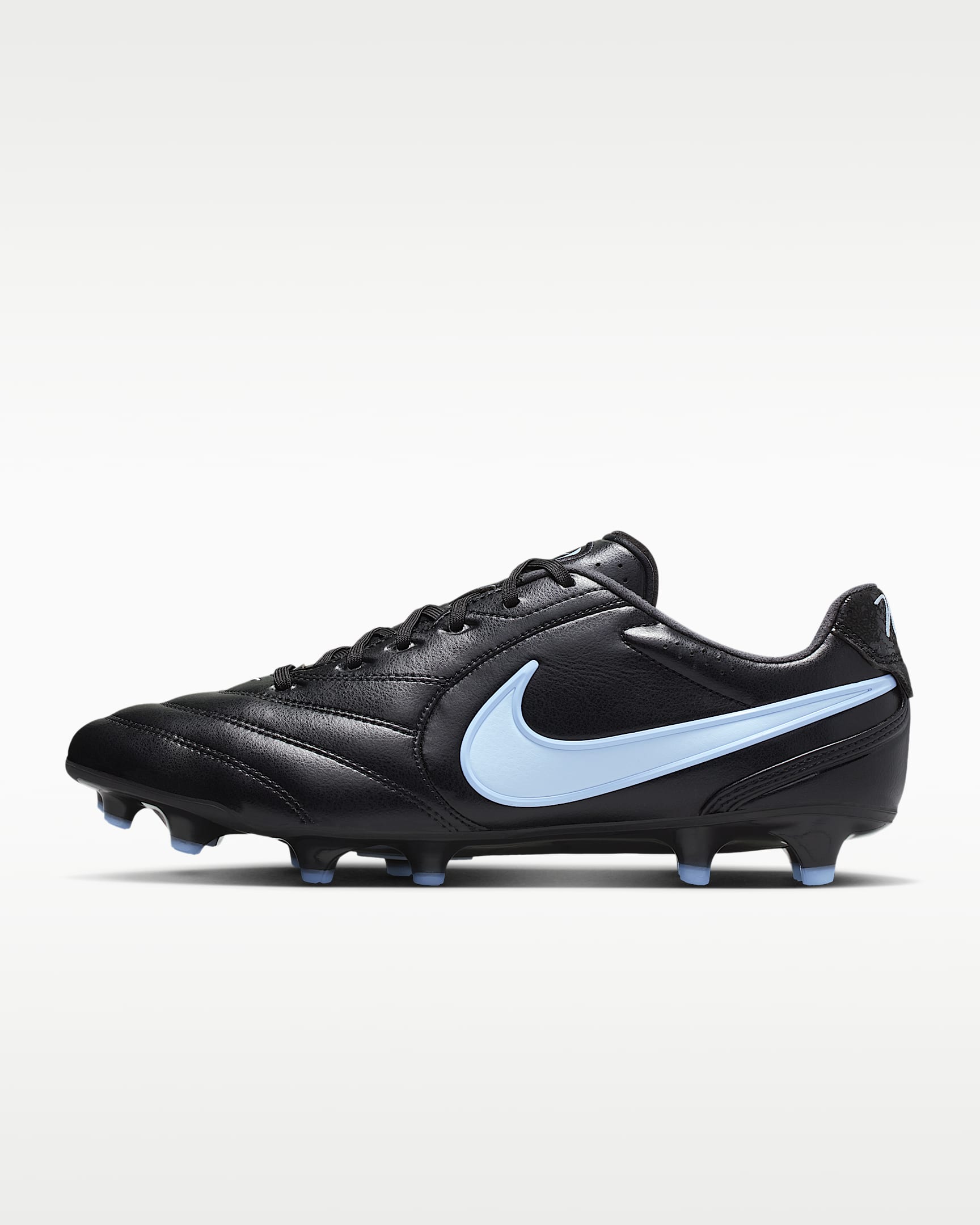 Nike Tiempo Ligera Pro Firm-Ground Low-Top Soccer Cleats - Black/Ice Blue/Obsidian
