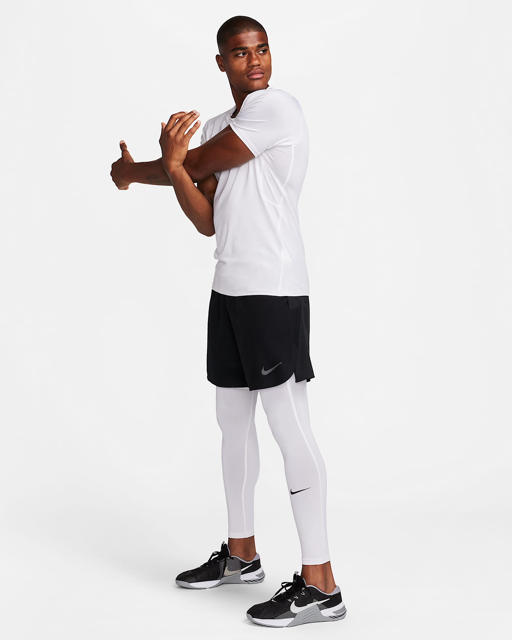 Nike Pro Men's Dri-FIT Fitness Tights - White/Black