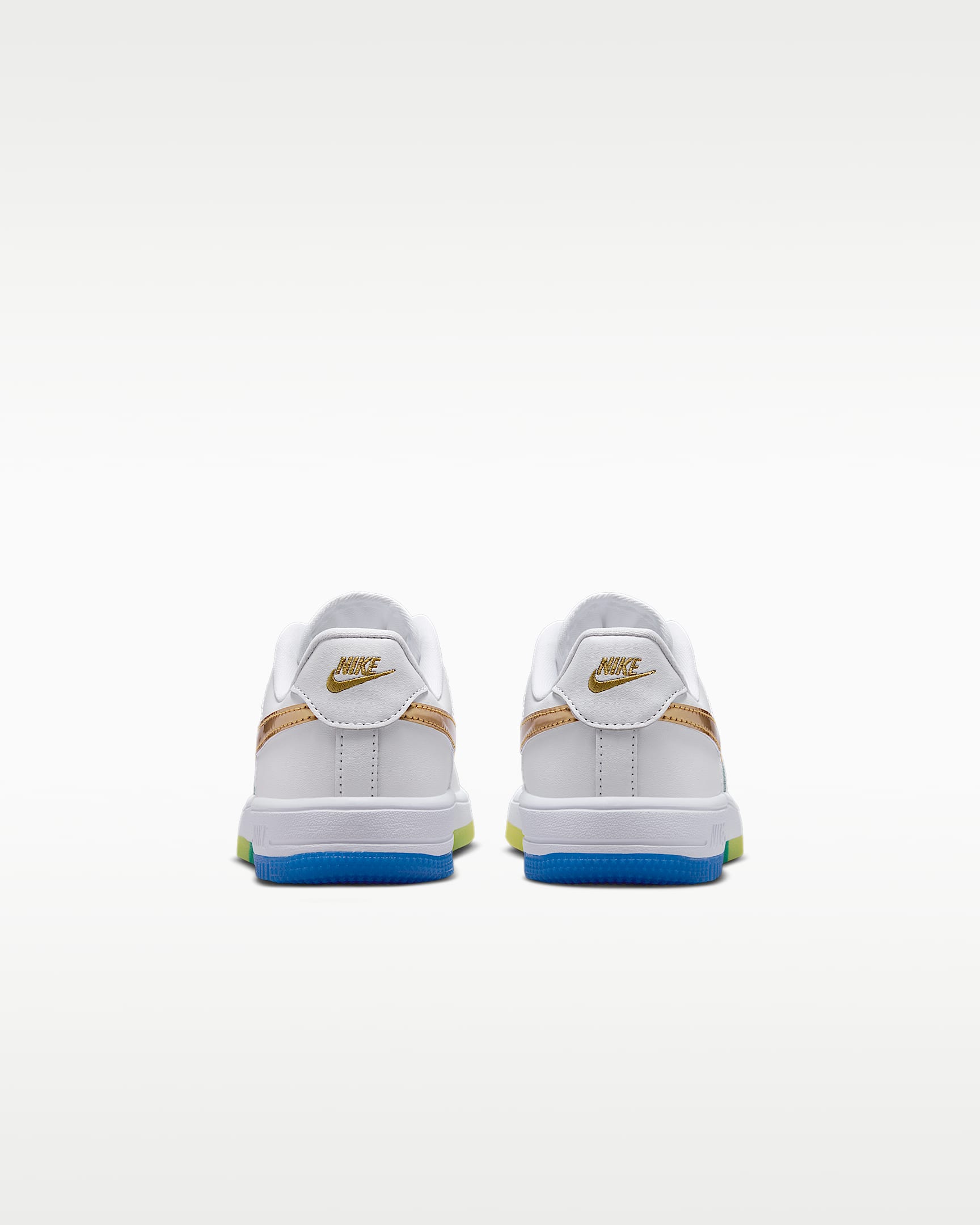 Nike Force 1 Low Younger Kids' Shoes - White/Soar/Sonic Yellow/Metallic Gold