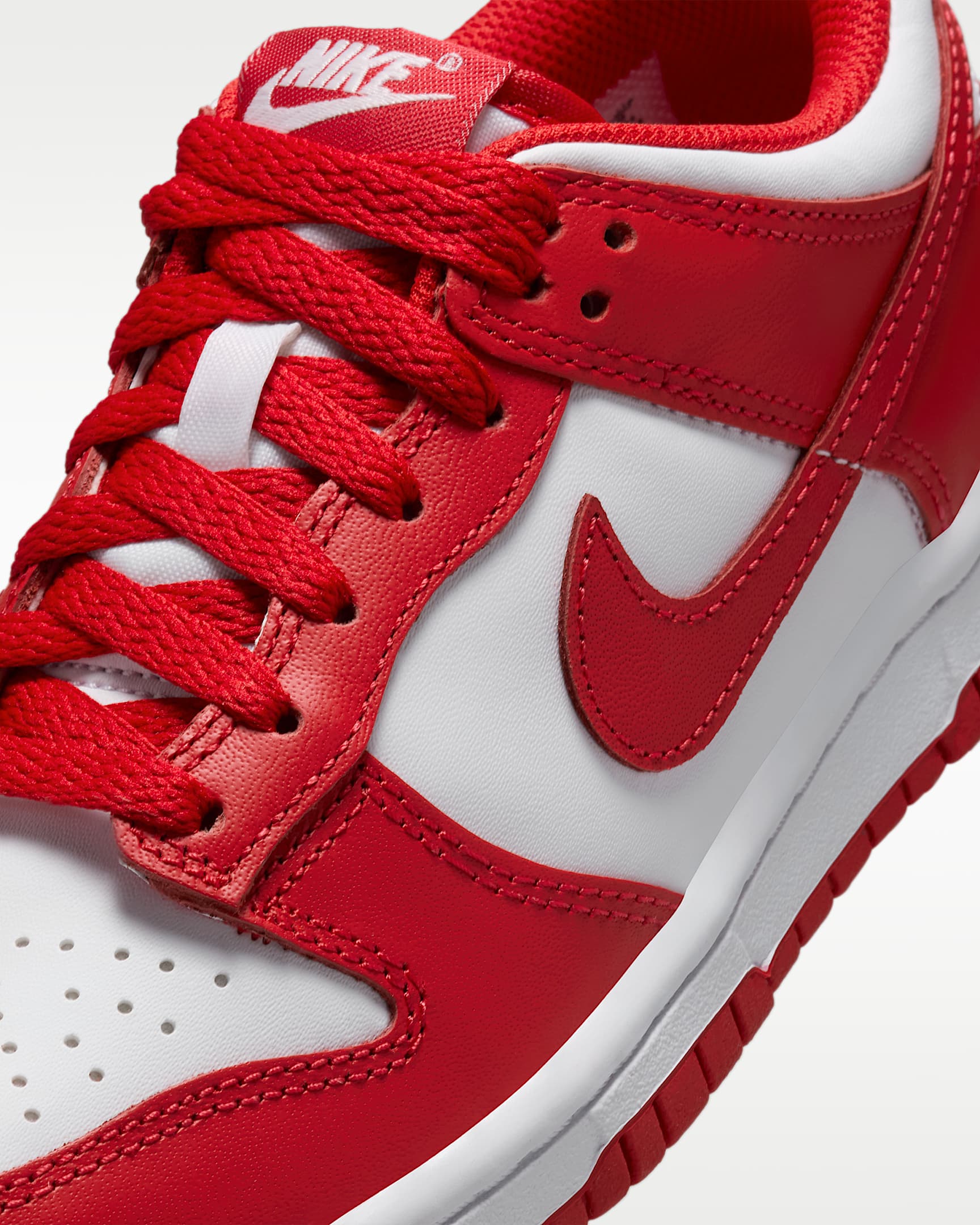 Nike Dunk Low Big Kids' Shoes - White/Red/University Red