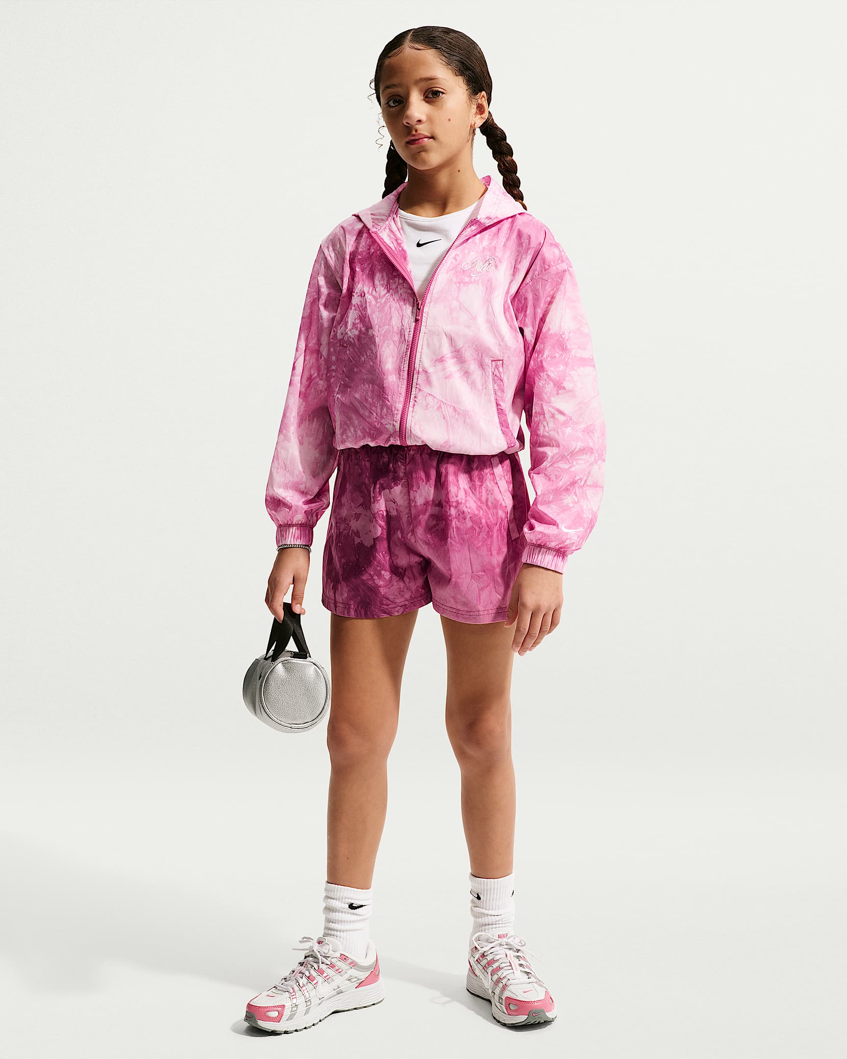 Veste de survêtement tissée Nike Sportswear Club pour fille - Sweet Beet/Soft Pearl