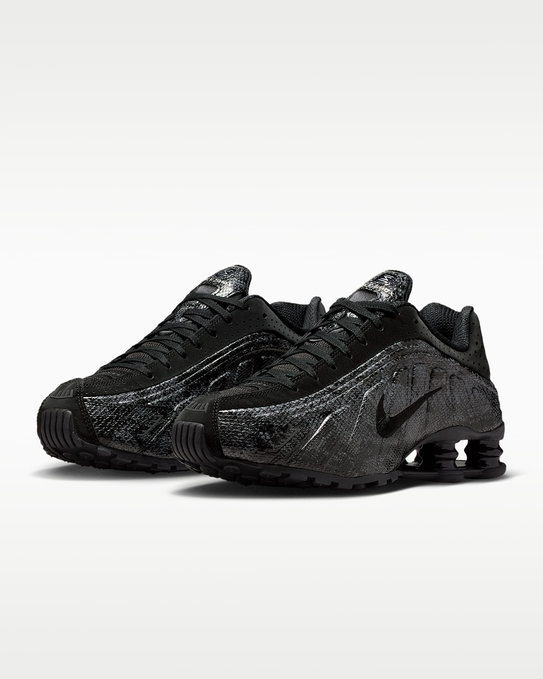 Nike Shox R4 Print Women's Shoes - Black/Metallic Silver/Dark Grey/Black