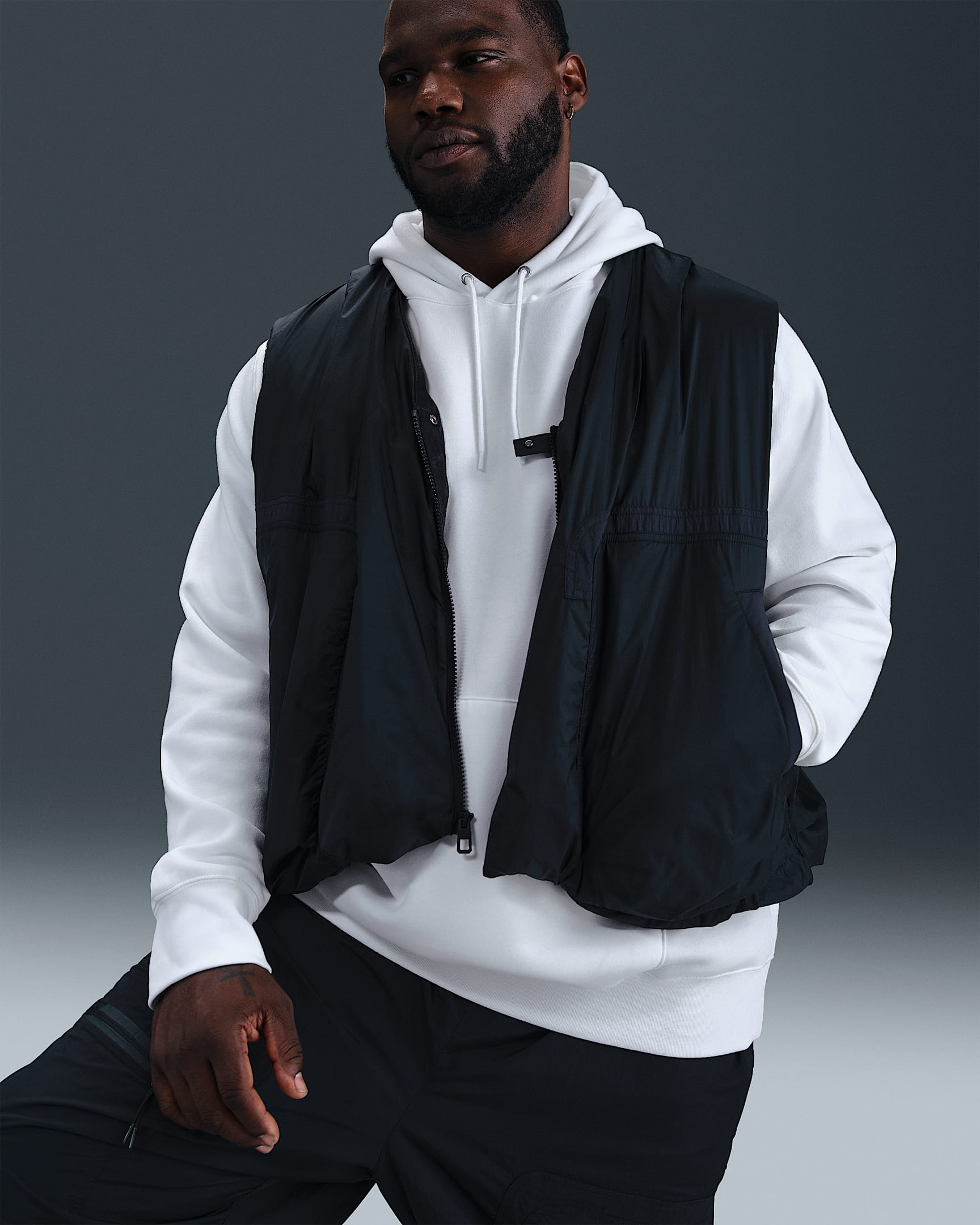Nike Club Men's Pullover Fleece Hoodie - White/White/Black