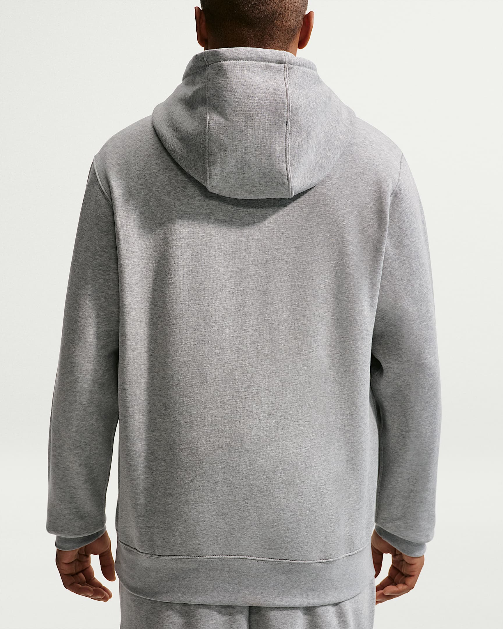 Nike Club fleecehettegenser til herre - Dark Grey Heather/Light Smoke Grey/Hvit