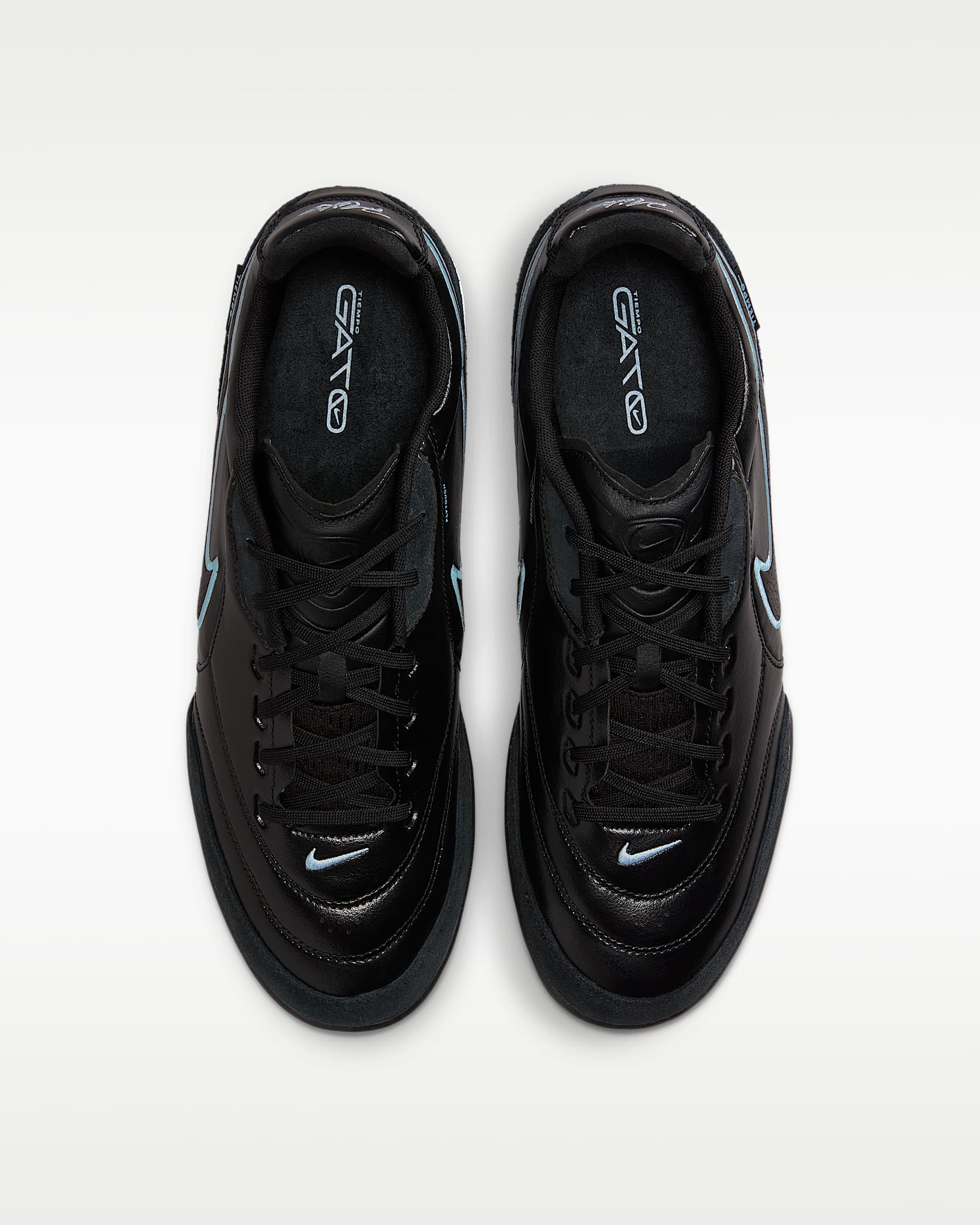 Nike Tiempo Streetgato Indoor/Court Low-Top Soccer Shoes - Black/Ice Blue/Obsidian
