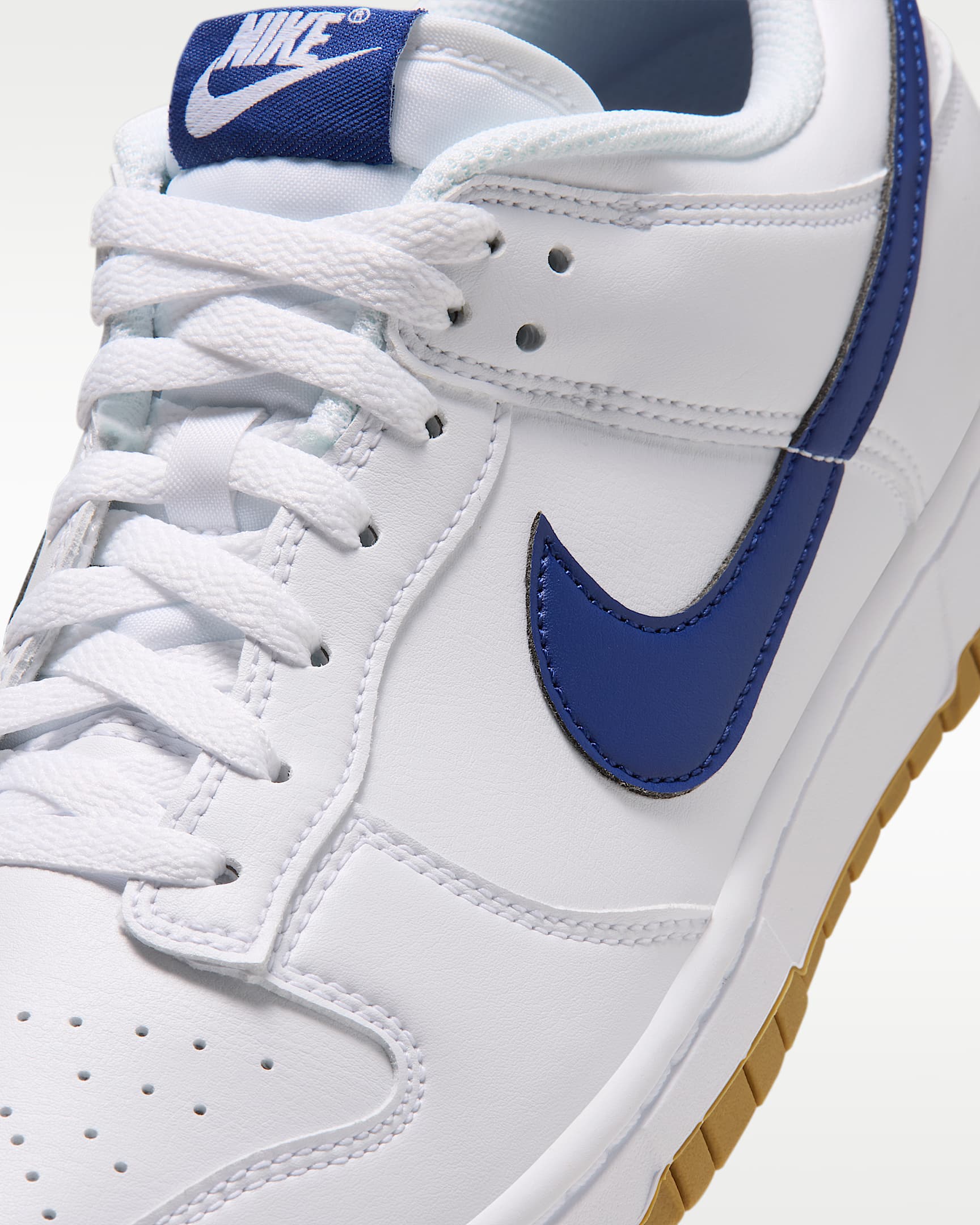 Nike Dunk Low Retro Men's Shoes - White/Gum Light Brown/Deep Royal Blue