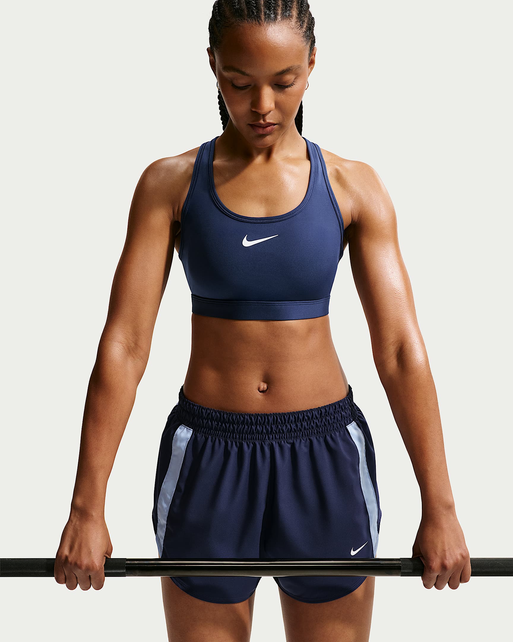 Nike Swoosh Women's Medium-Support Padded Sports Bra - Midnight Navy/White