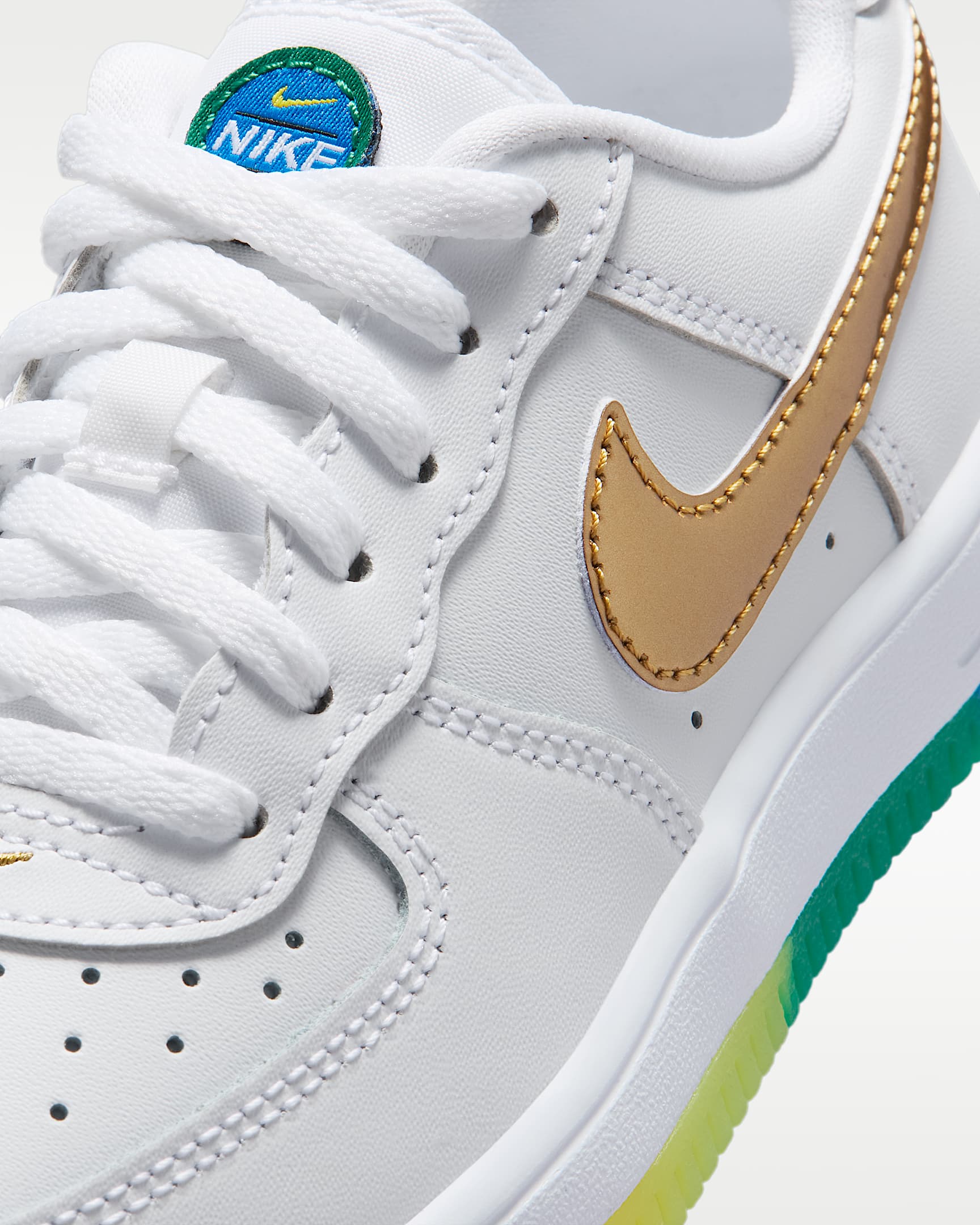 Nike Force 1 Low Younger Kids' Shoes - White/Soar/Sonic Yellow/Metallic Gold
