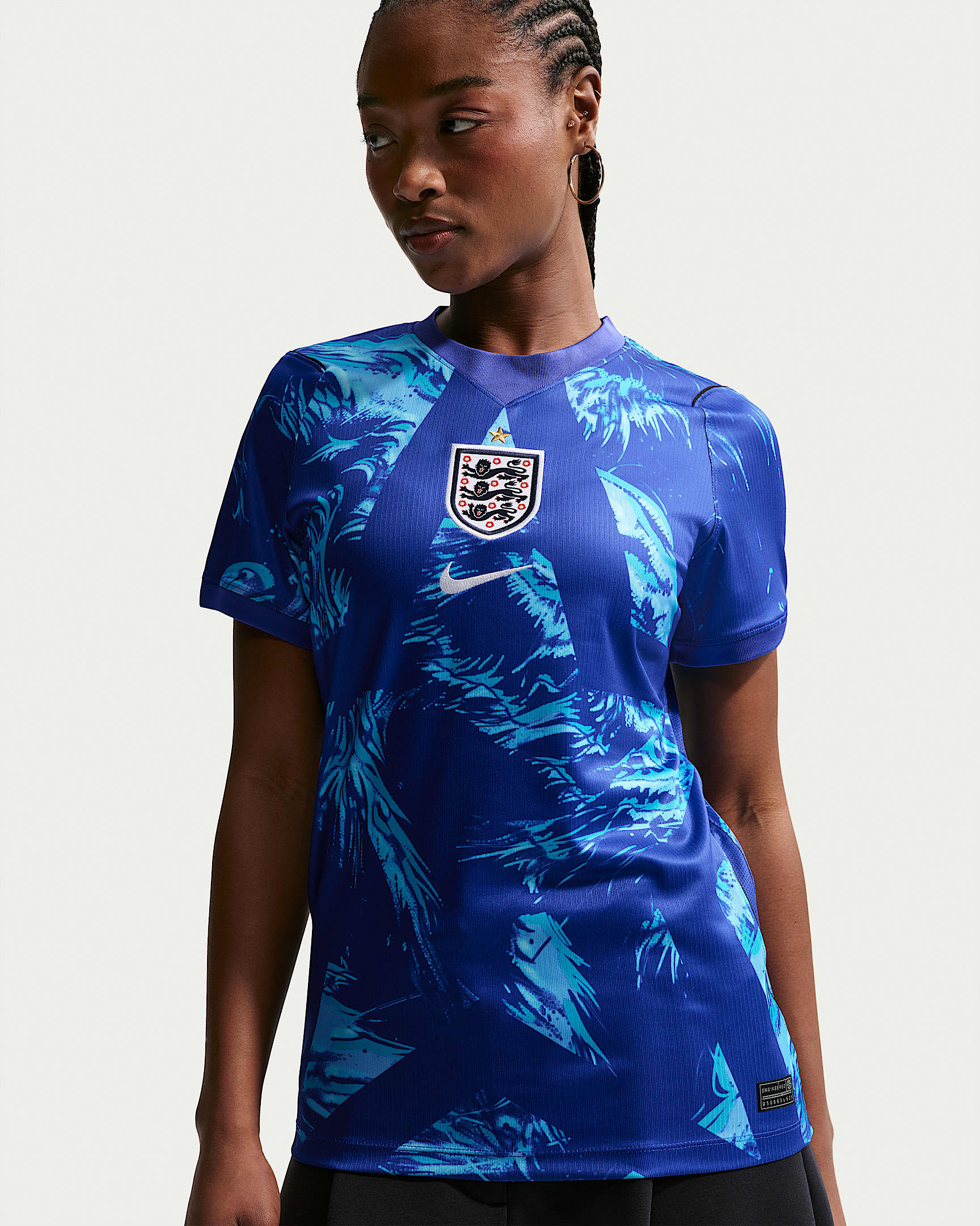 England 2026 Stadium Goalkeeper Women's Nike Dri-FIT Football Replica Short-Sleeve Shirt - Astronomy Blue/Black/White