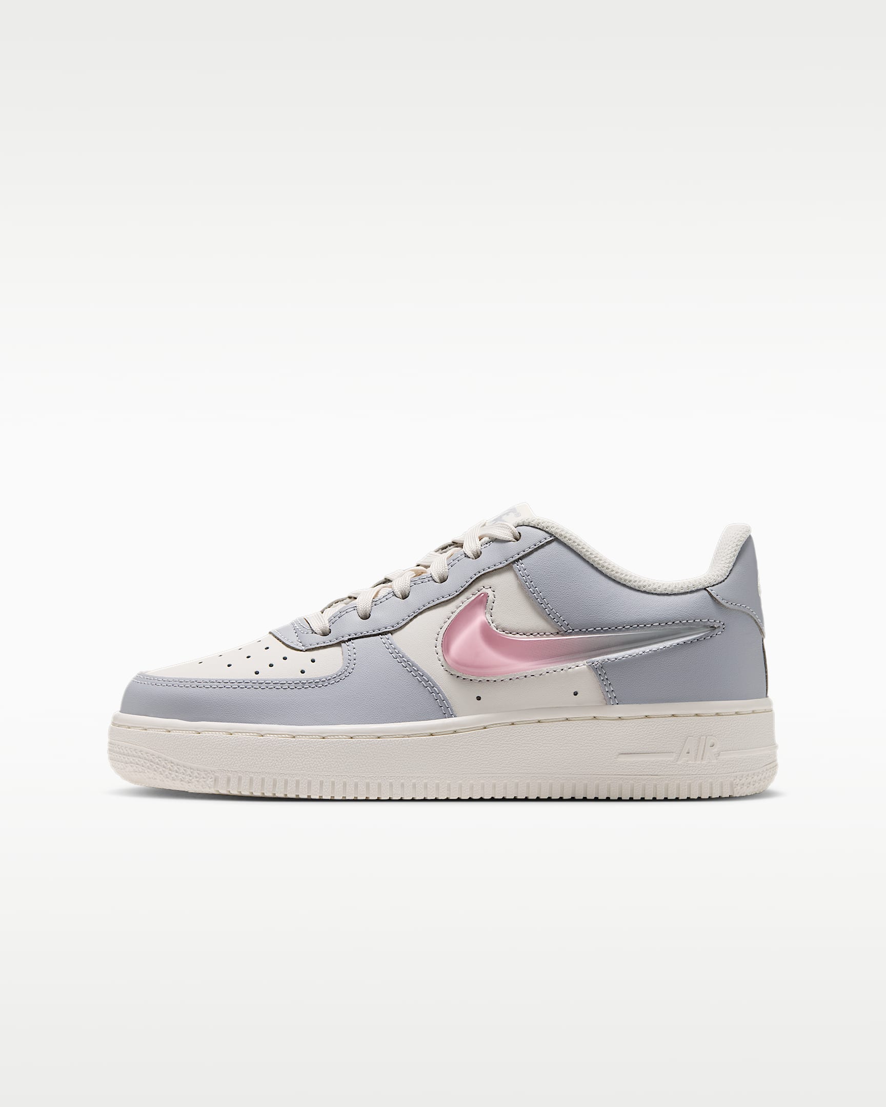 Nike Air Force 1 'Jelly Swoosh' Older Kids' Shoes - Wolf Grey/Phantom/Sail/Pink Rise