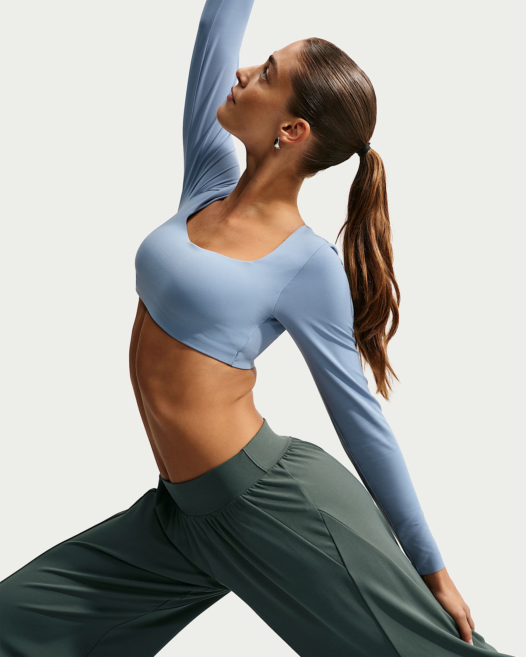 Nike Zenvy Women's Light-Support Padded Long-Sleeve Sports Bra - Work Blue/White