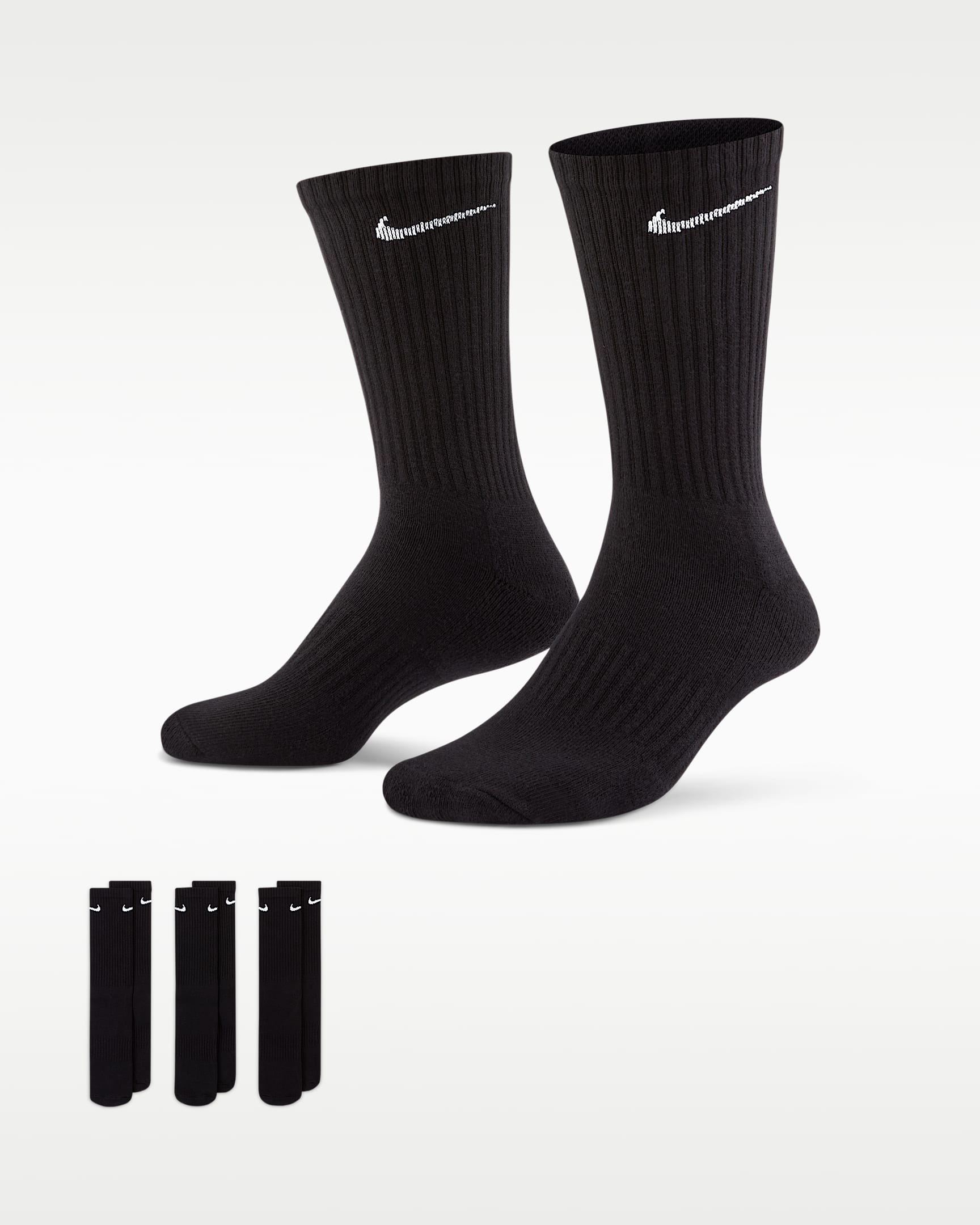 Nike Everyday Cushioned Training Crew Socks (3 Pairs) - Black/White