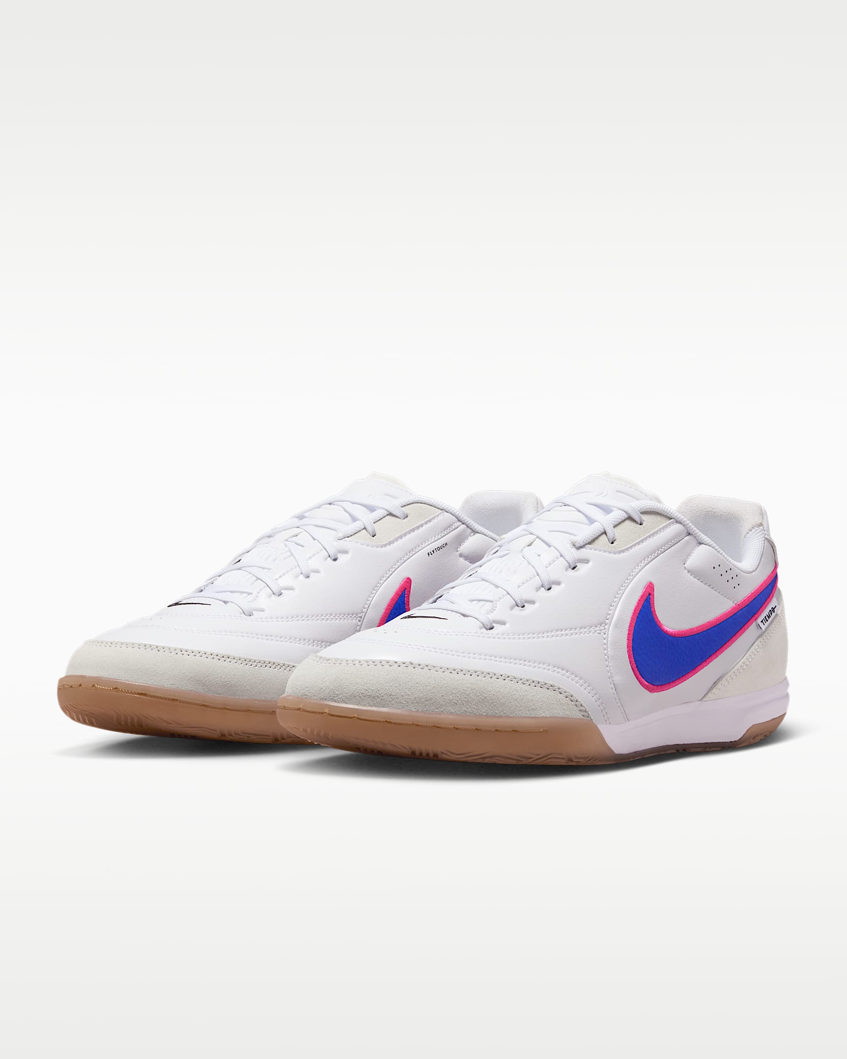 Nike Tiempo Streetgato Indoor/Court Low-Top Football Shoes - White/Pink Blast/Racer Blue