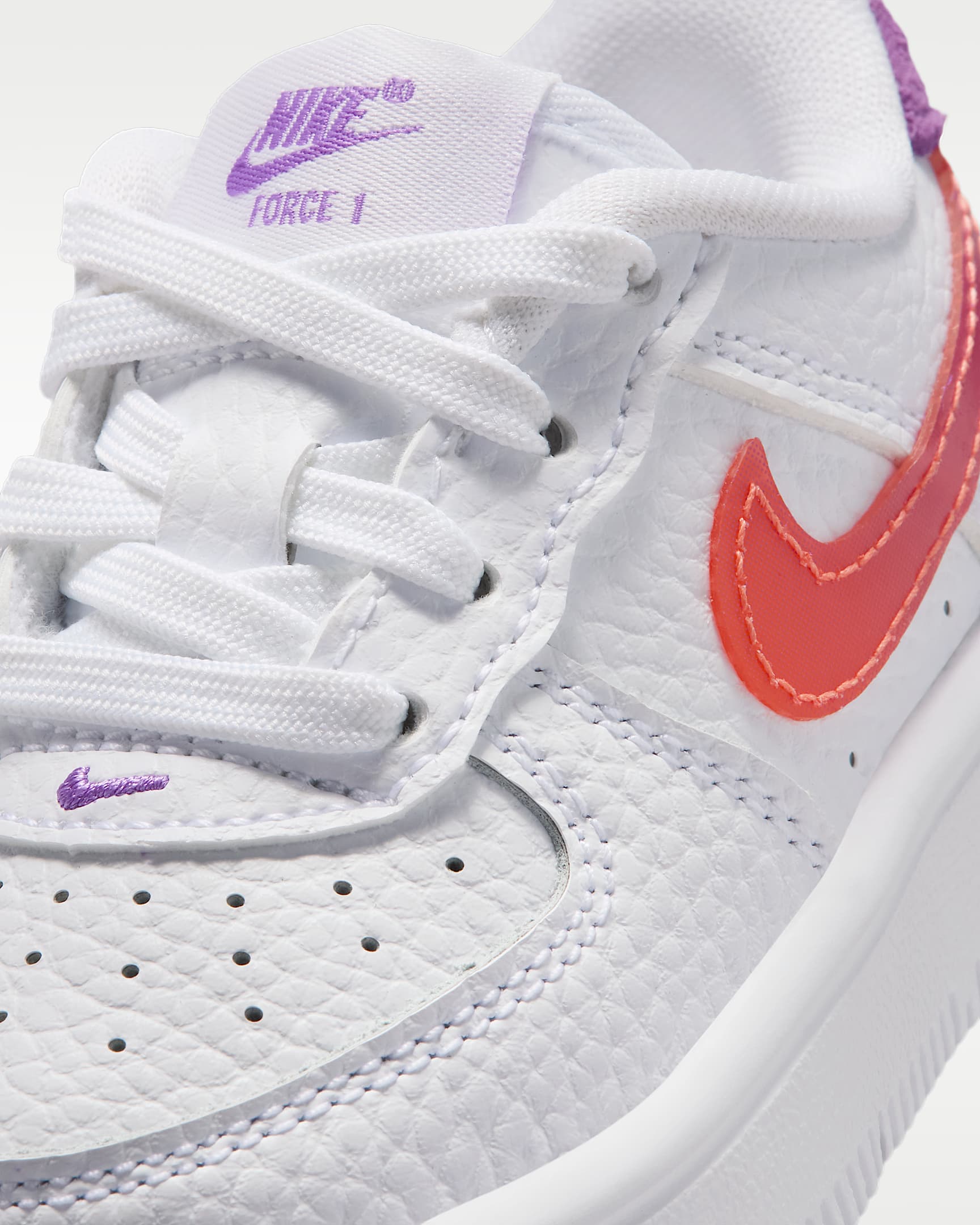 Nike Force 1 Low Baby/Toddler Shoes - White/Turf Orange/Bright Violet