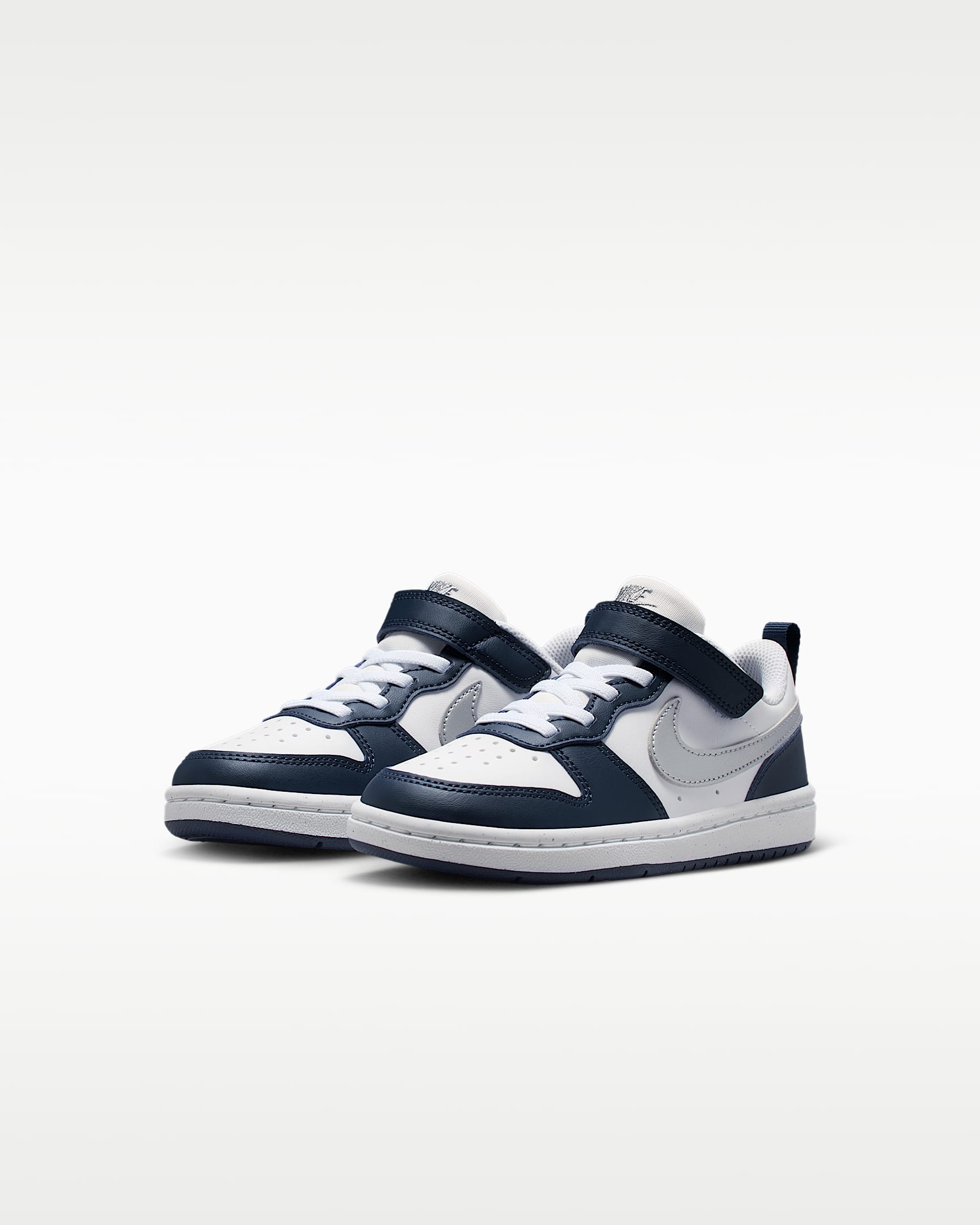 Tenis para niños de preescolar Nike Court Borough Low Recraft - Blanco/Noche intenso/Azul marino medianoche/Plata metalizado