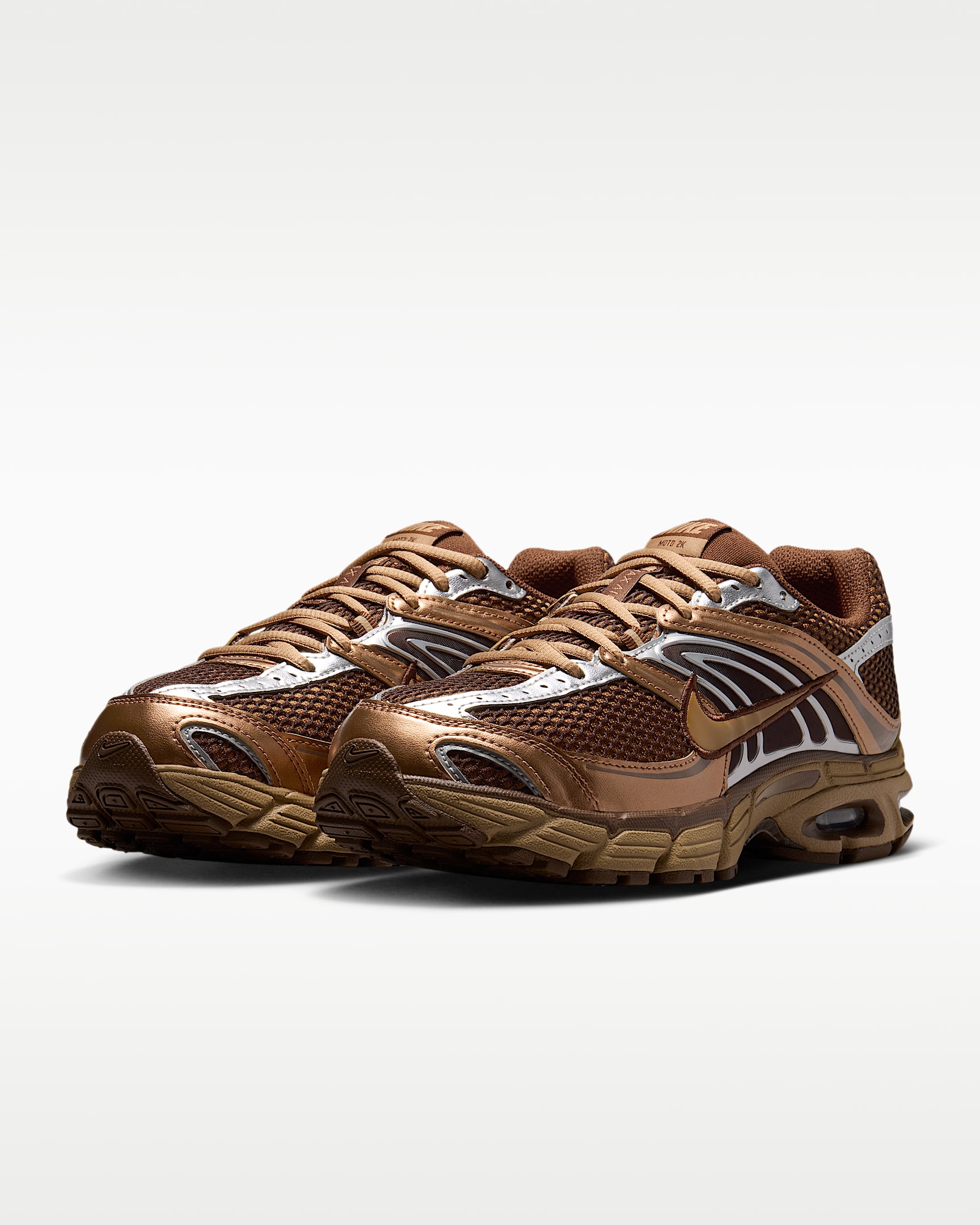 Nike Air Max Moto 2K Women's Shoes with Reflective Design Accents - Light British Tan/Cacao Wow/Metallic Silver/Dark Driftwood