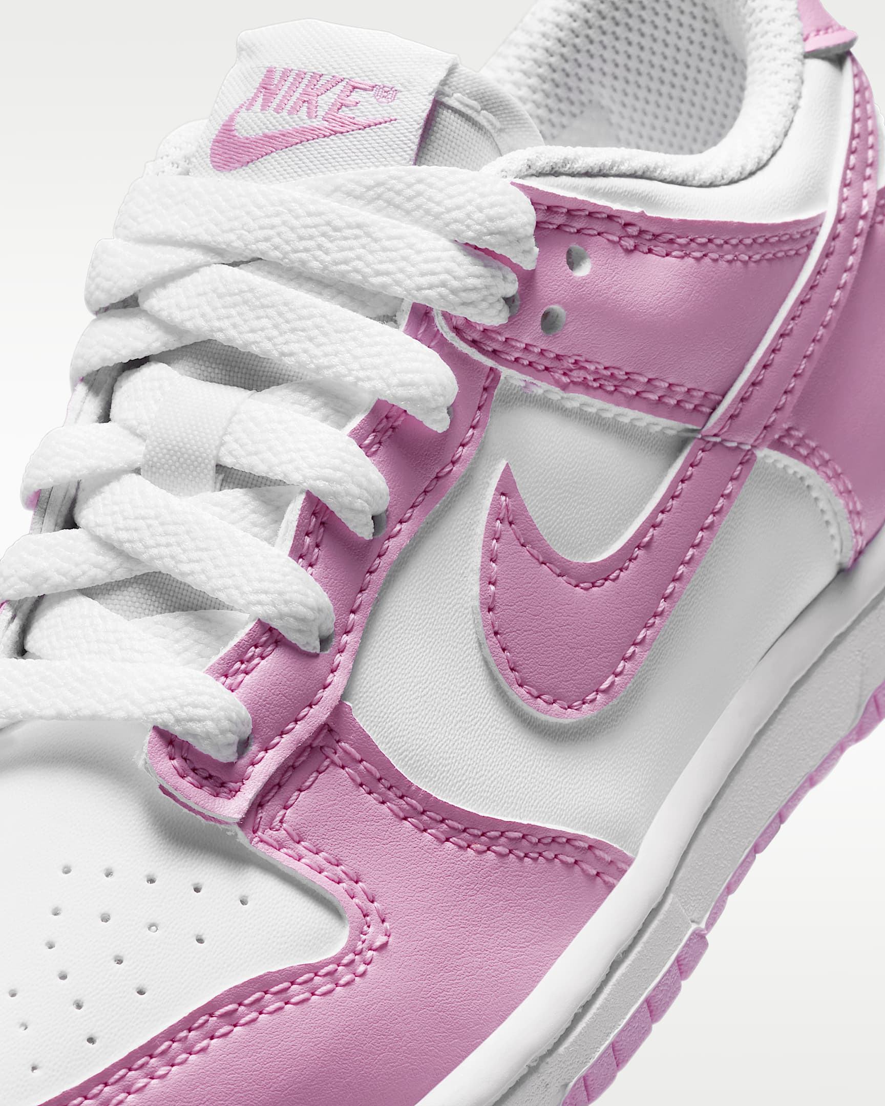 Nike Dunk Low Younger Kids' Shoes - White/White/White/Pink Rise