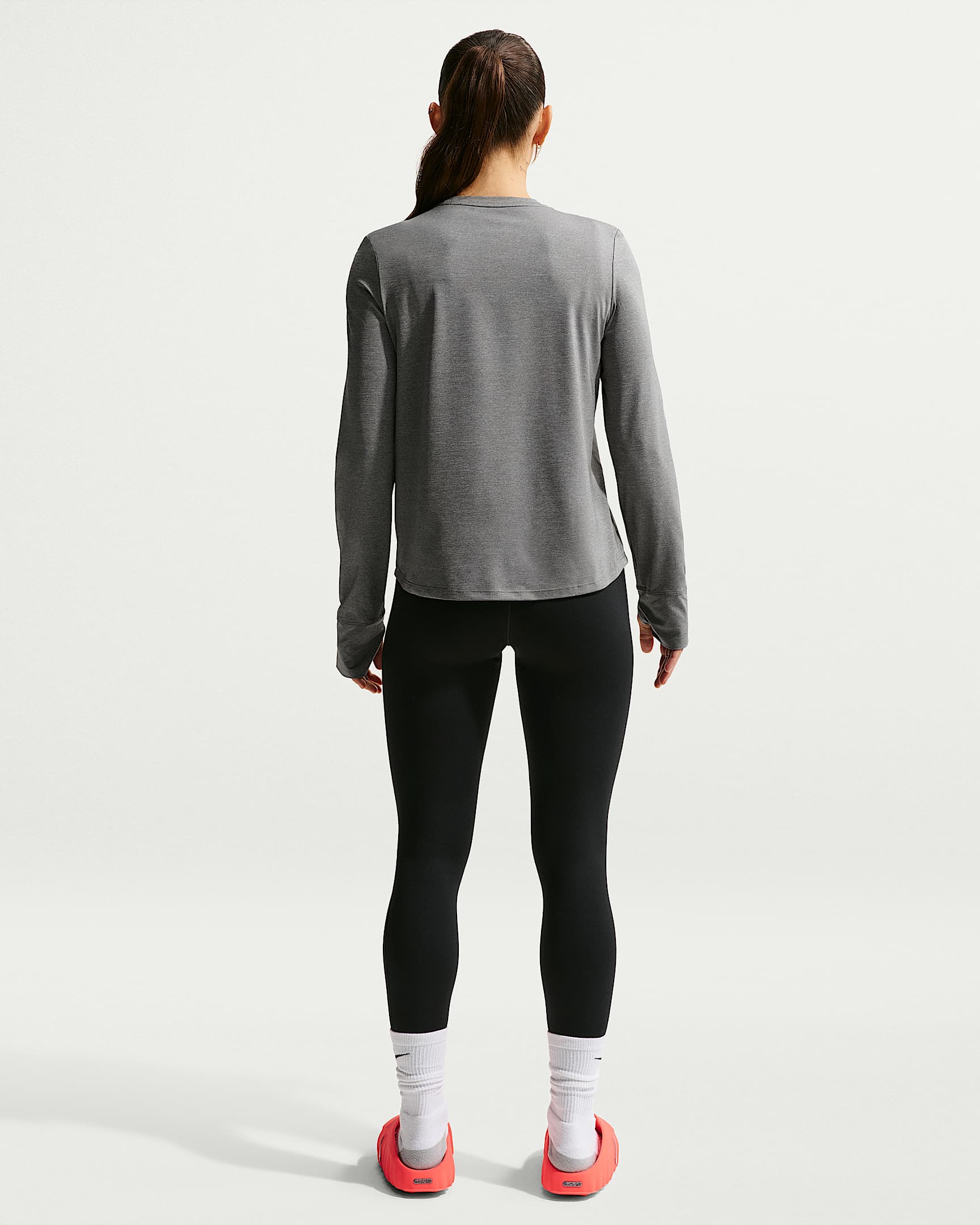 Nike One Classic Women's Dri-FIT Long-Sleeve Top - Smoke Grey/Heather/White