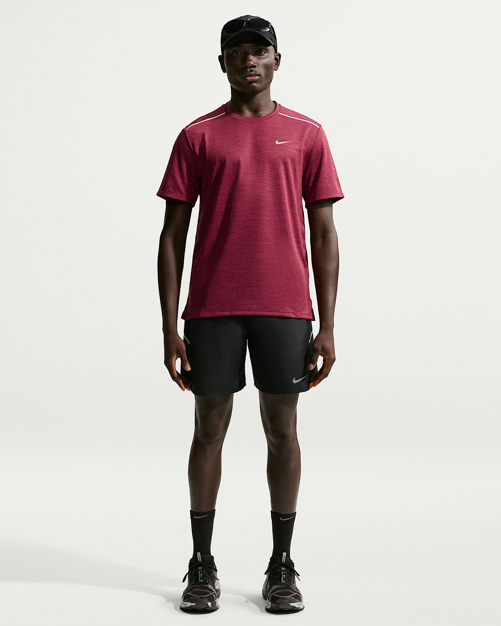 Nike Miler Men's Dri-FIT Short-Sleeve Running Top - Tough Red/Mystic Dates/Heather