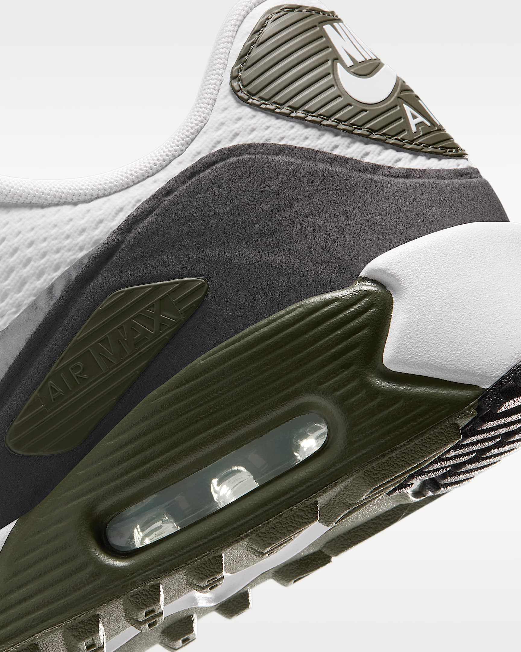 Nike Air Max 90 G Golf Shoes - White/Medium Olive/Vast Grey/Metallic Silver