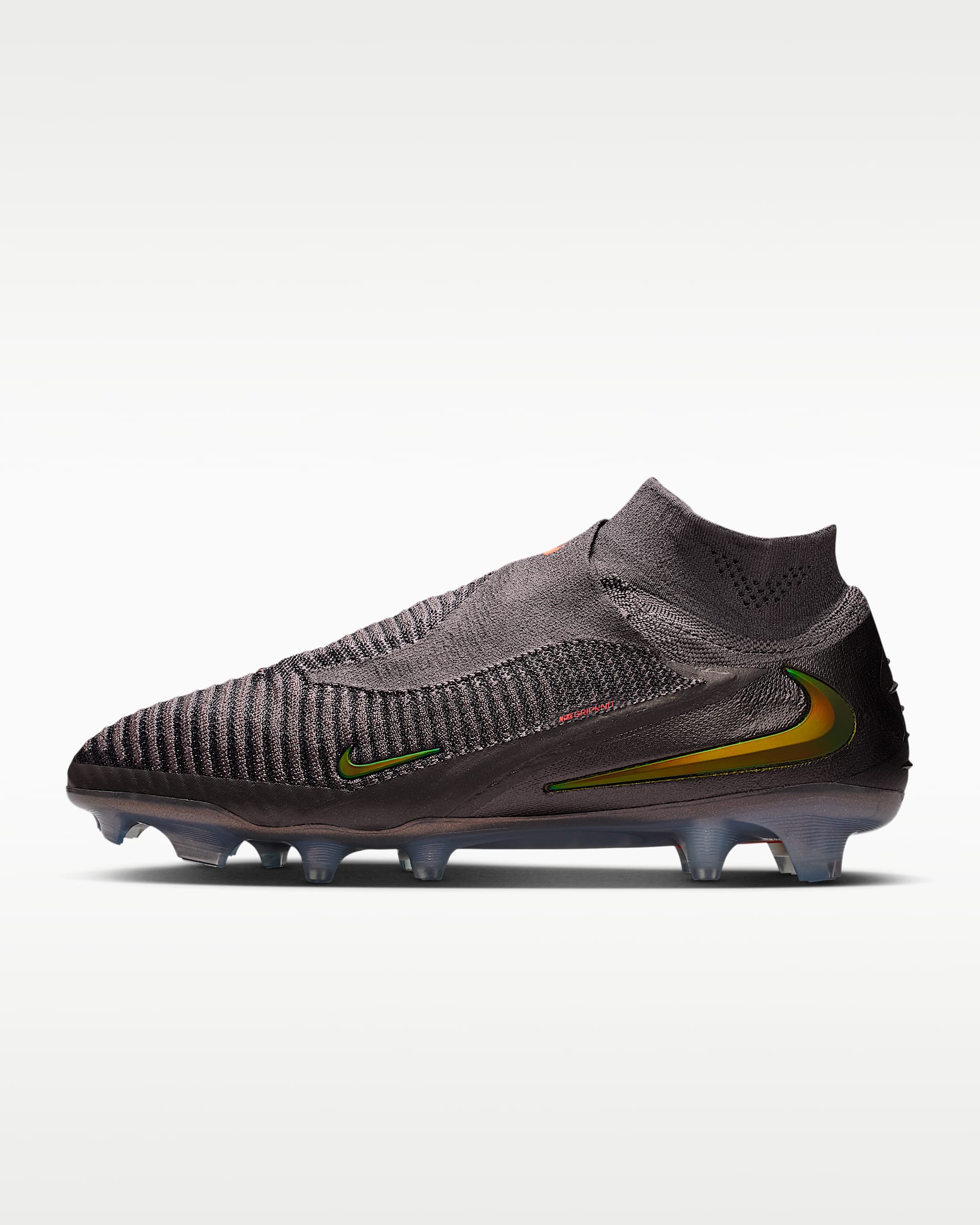 Nike Phantom 6 High Elite LV8 Firm-Ground Soccer Cleats - Medium Ash/Black/Gold Amber
