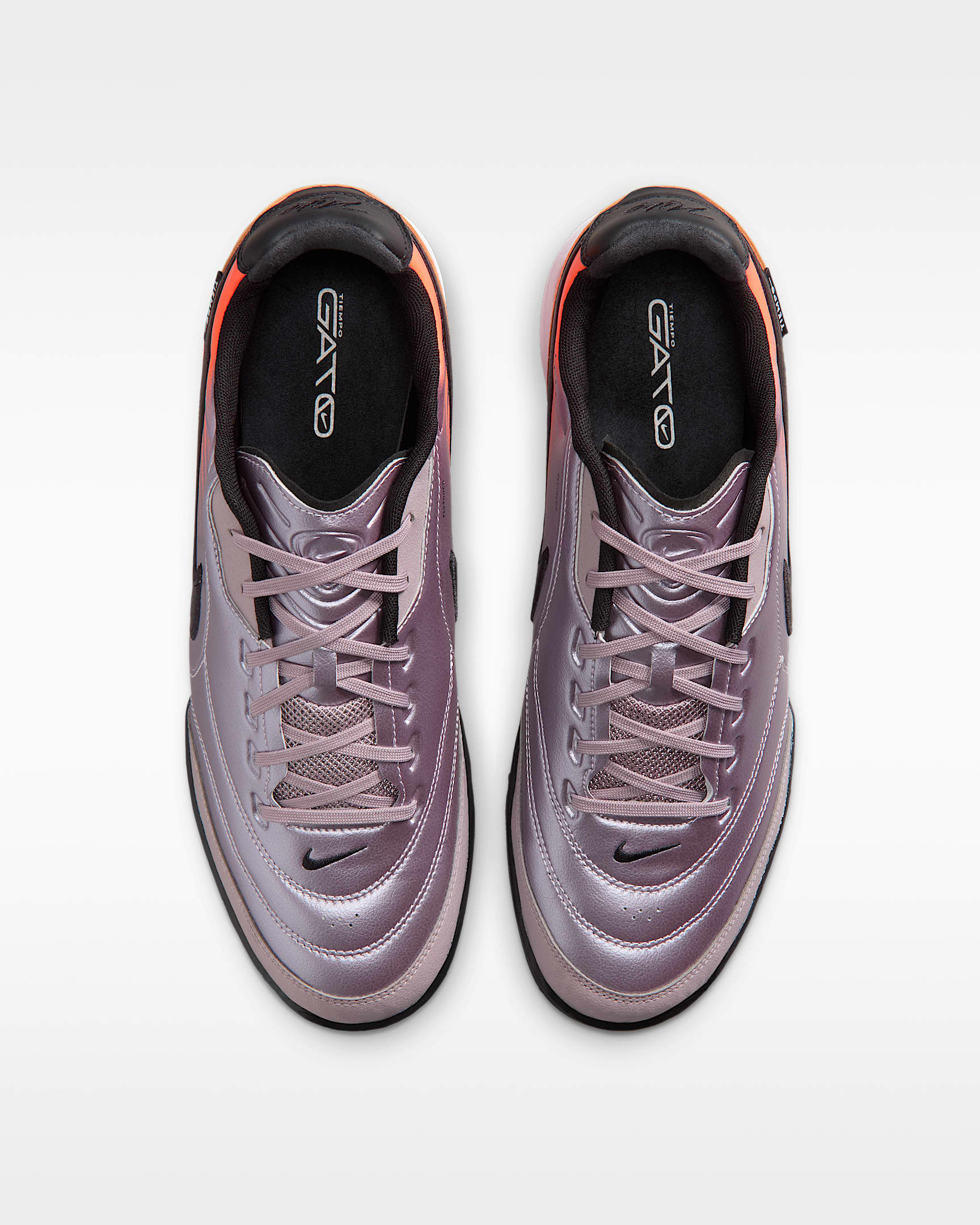 Nike Tiempo Streetgato PRM Heritage Indoor/Court Low-Top Soccer Shoes - Bleached Lilac/Total Orange/Black