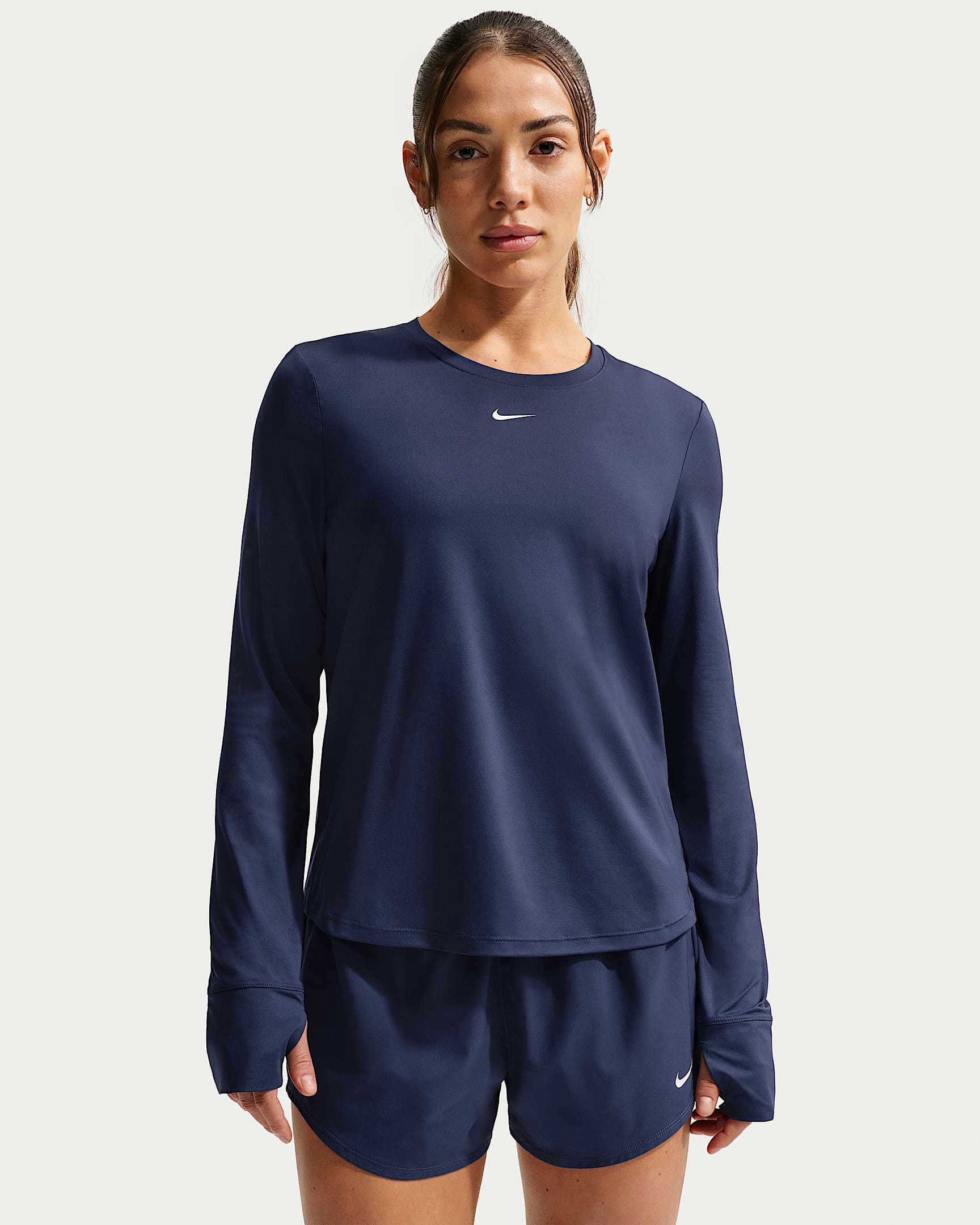 Nike One Classic Women's Dri-FIT Long-Sleeve Top - Midnight Navy/White