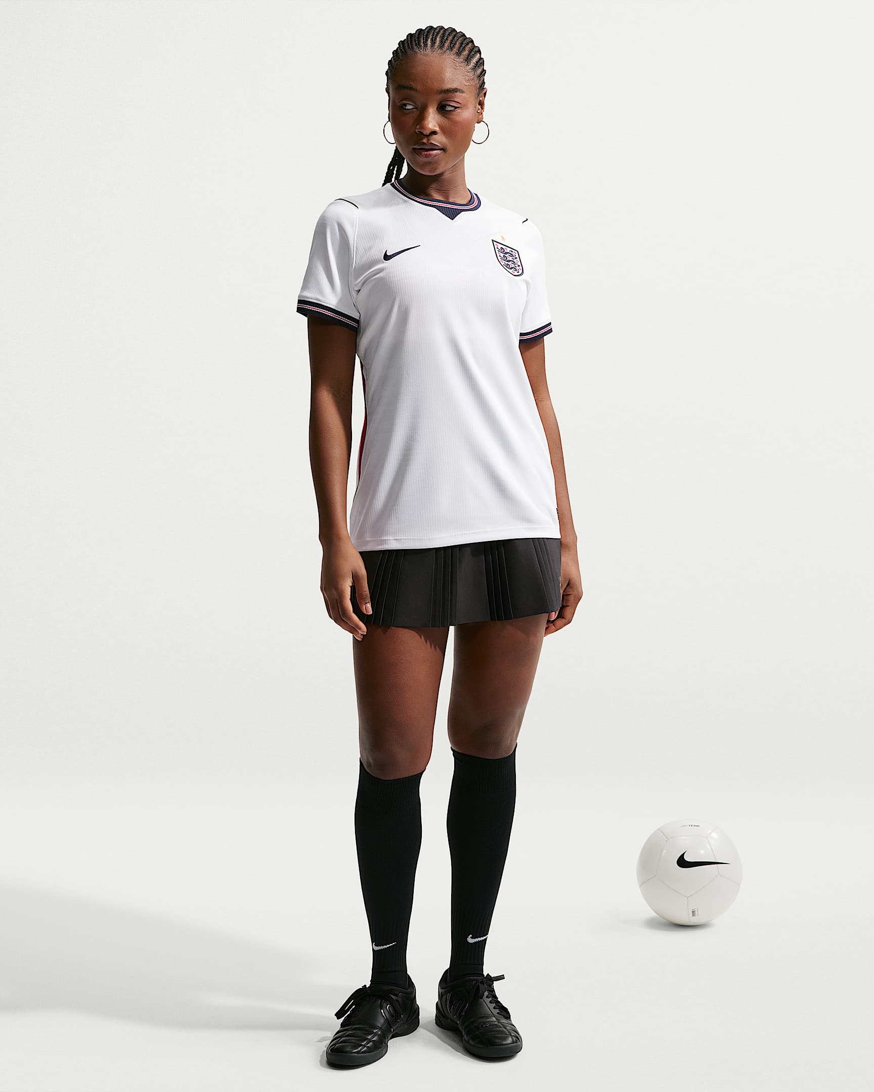 England National Team 2026 Stadium Home Women's Nike Dri-FIT Football Shirt - White/Speed Red/Obsidian/Obsidian