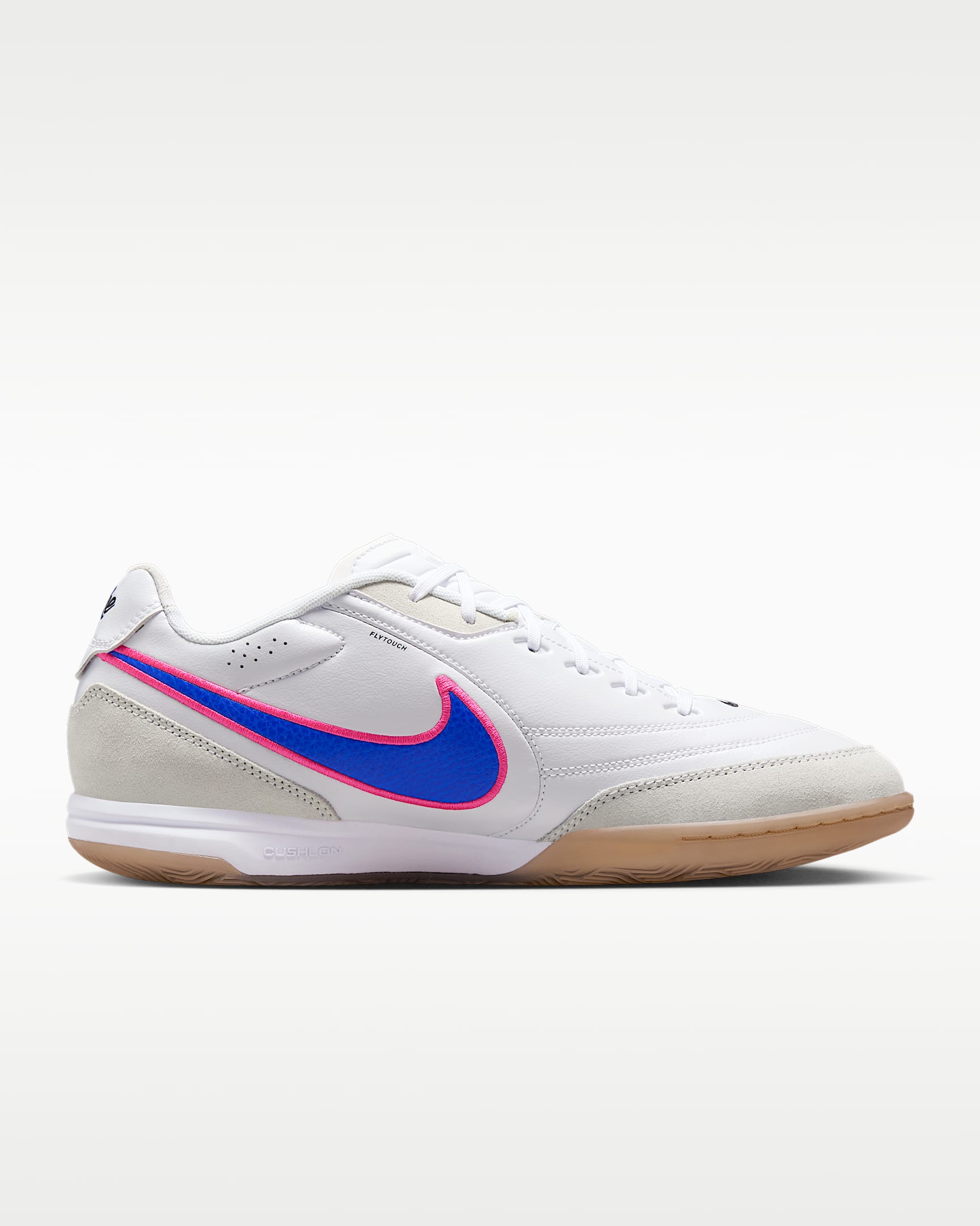 Nike Tiempo Streetgato Indoor/Court Low-Top Football Shoes - White/Pink Blast/Racer Blue