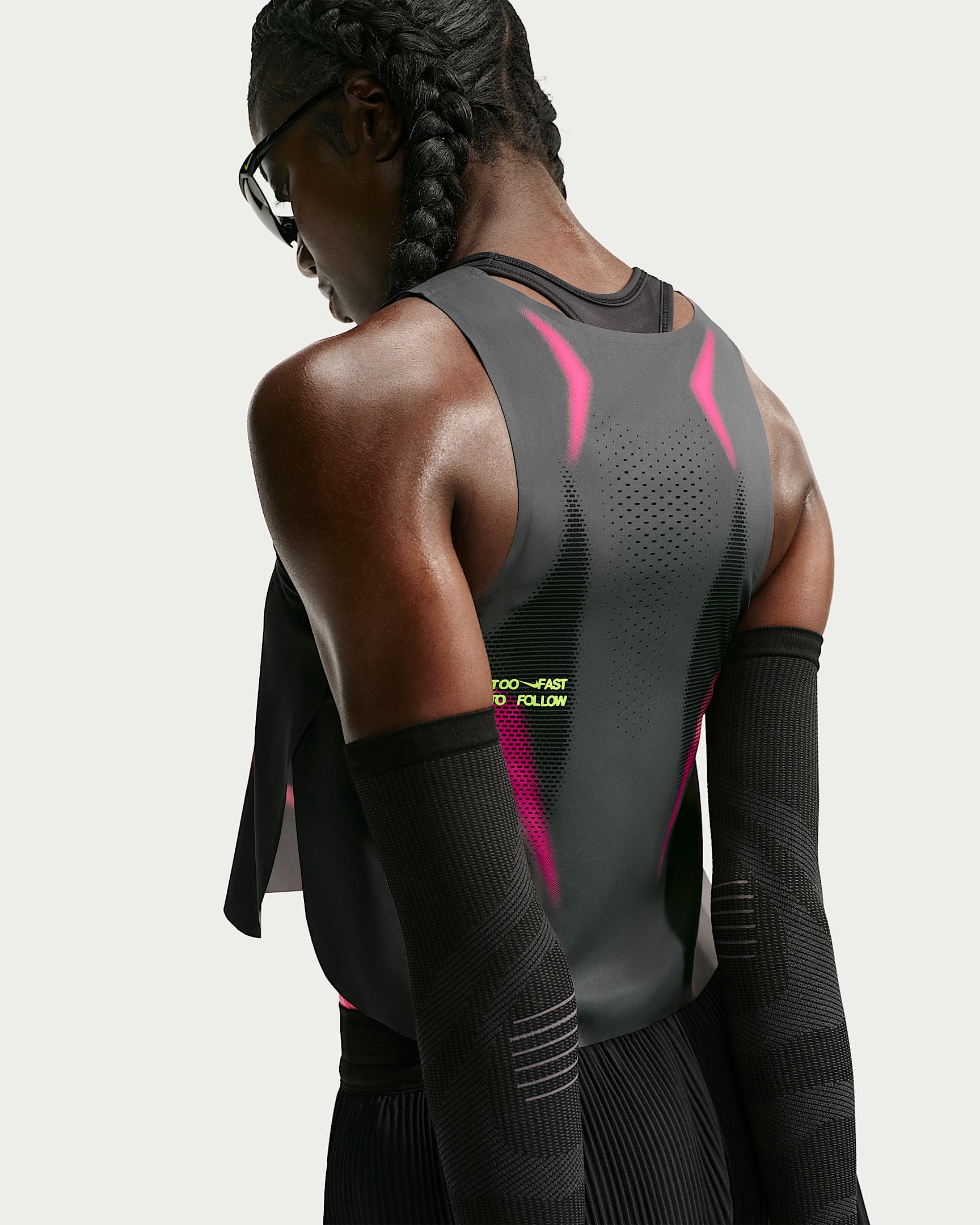 Nike AeroSwift Women's Dri-FIT ADV Cropped Running Tank Top - Iron Grey/Volt/White