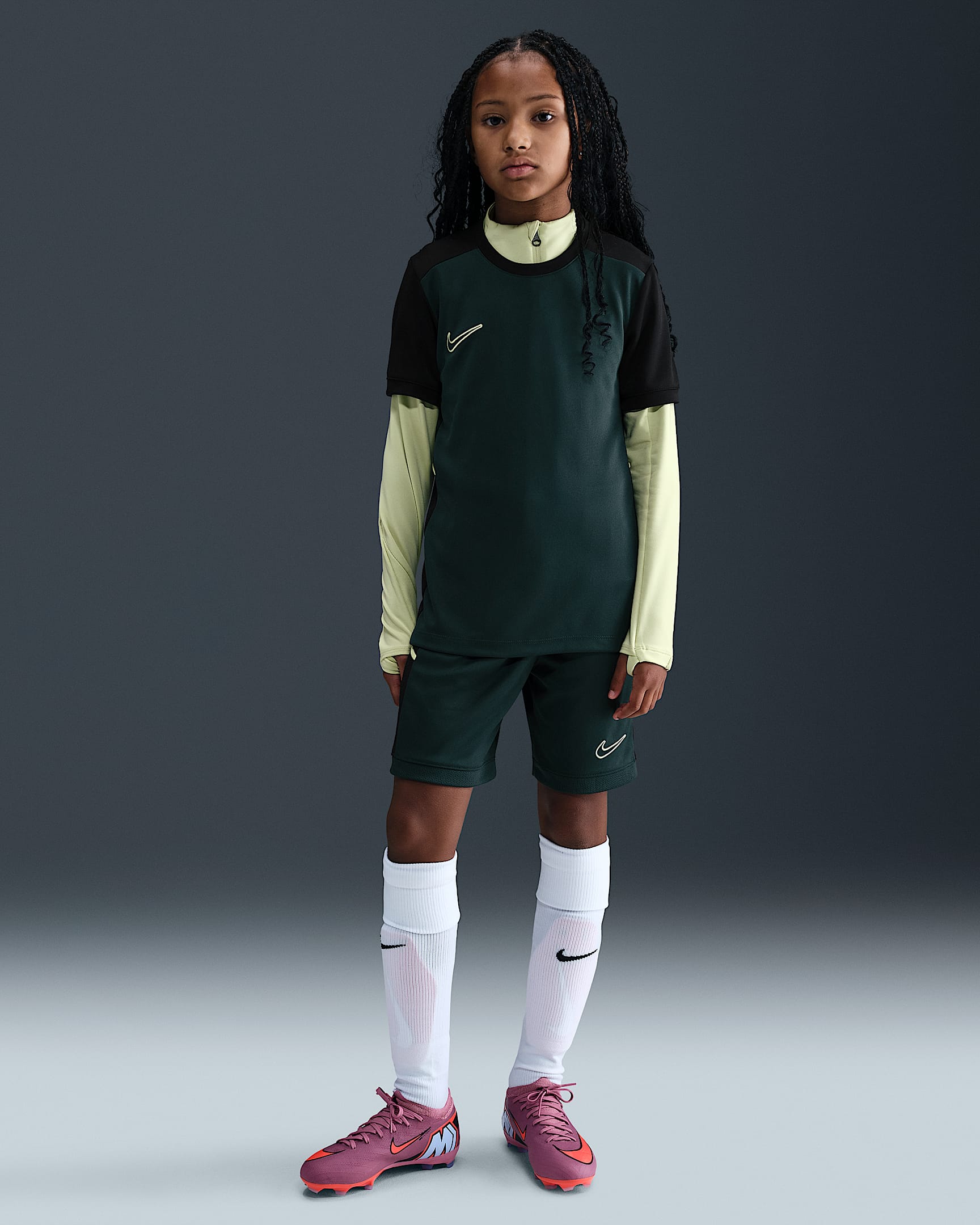 Nike Academy Dri-FIT Genç Çocuk Futbol Üstü - Seaweed/Siyah/Limelight/Limelight