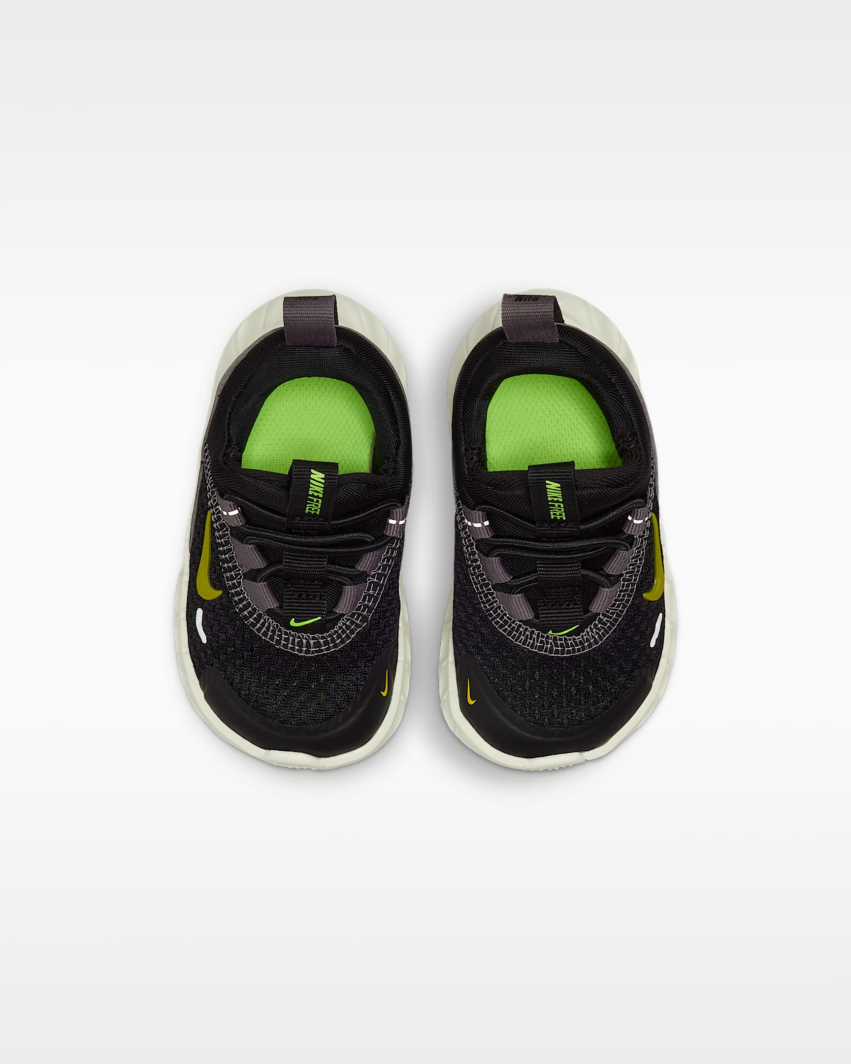 Tenis para bebé e infantil Nike Free Ride - Negro/Punta de Lápiz/Hielo volt/Cuarzo azafrán