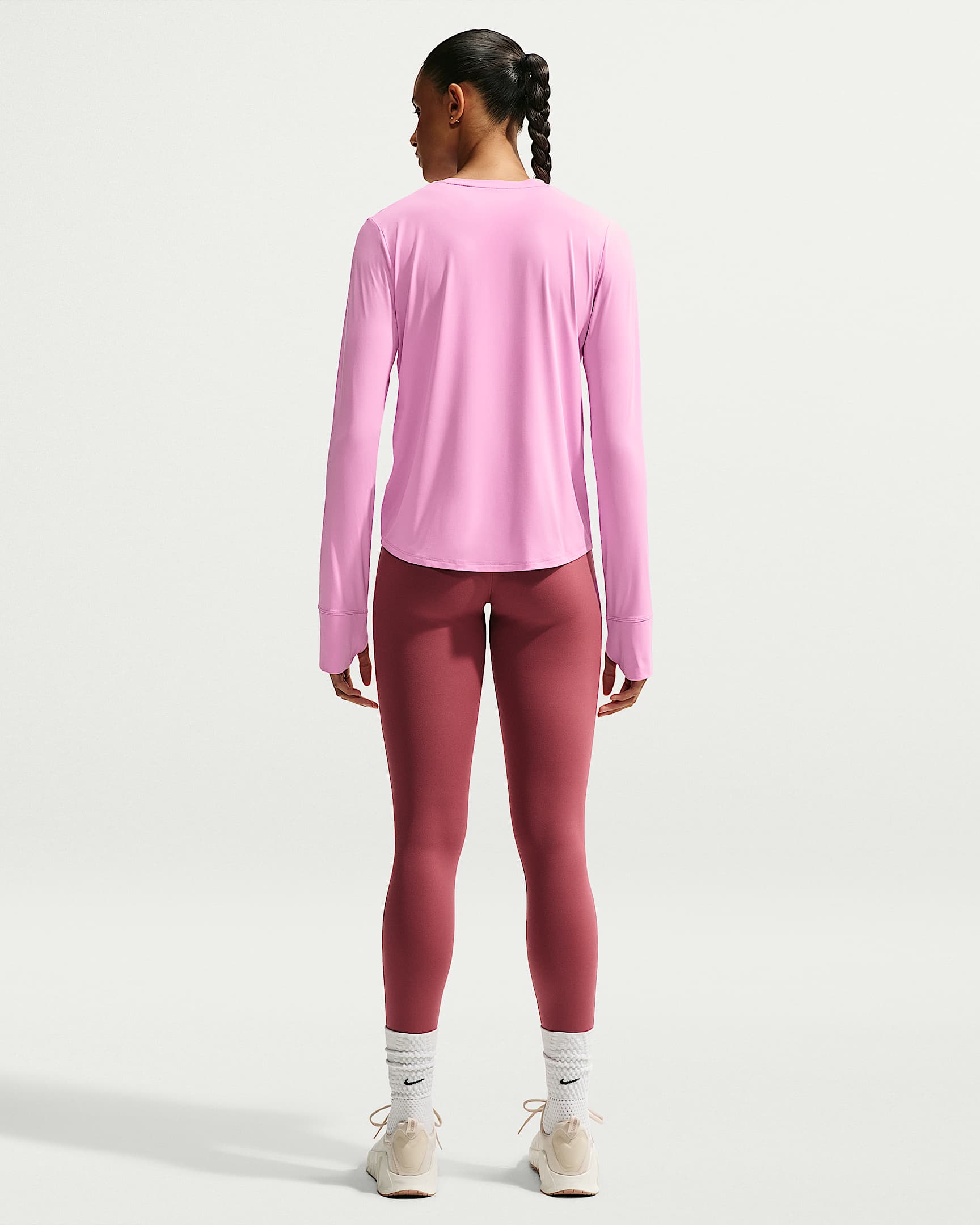 Nike One Classic Women's Dri-FIT Long-Sleeve Top - Pink Rise/White