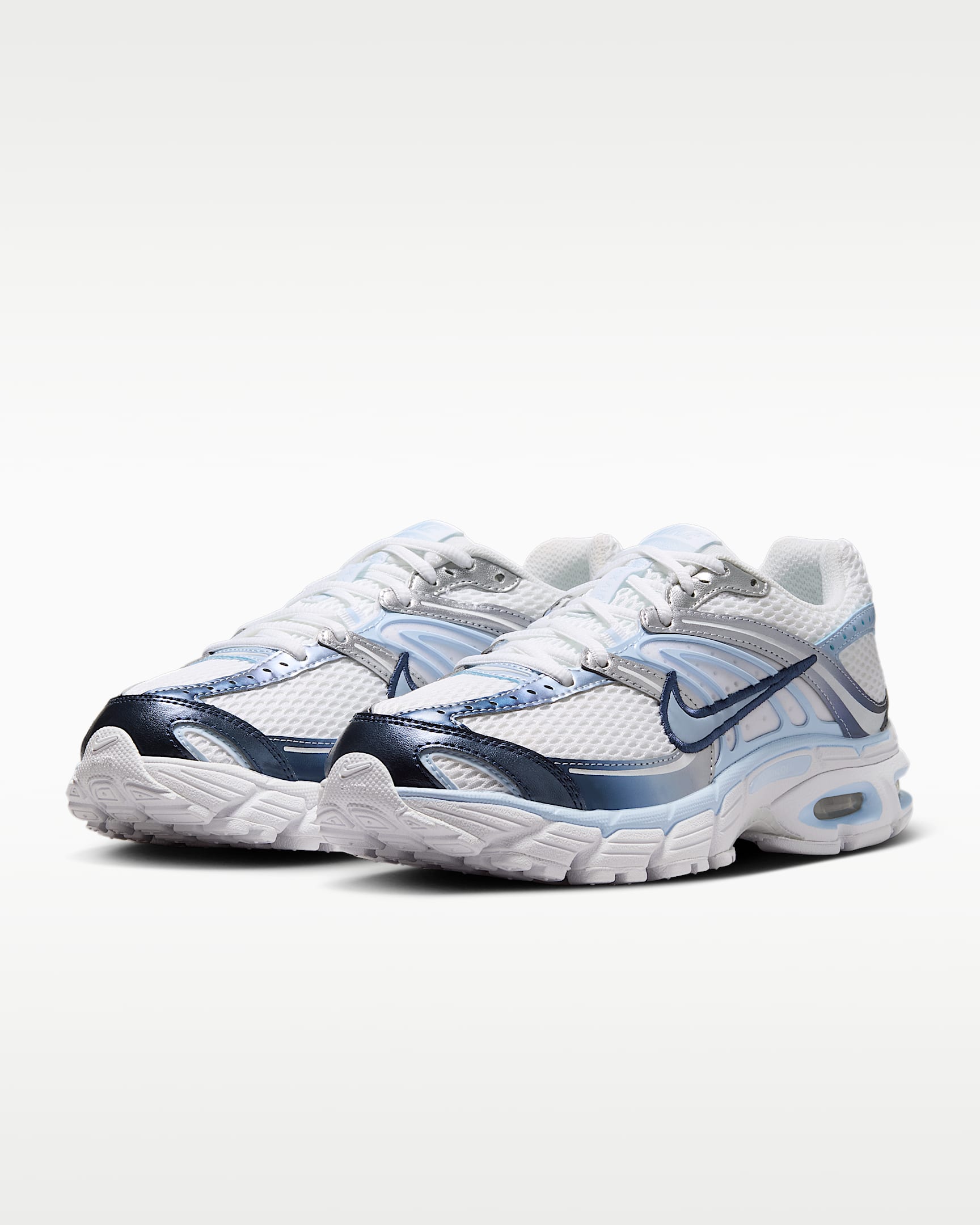 Chaussures Nike Air Max Moto 2K pour femme - Blanc/Metallic Silver/Midnight Navy/Hydrogen Blue