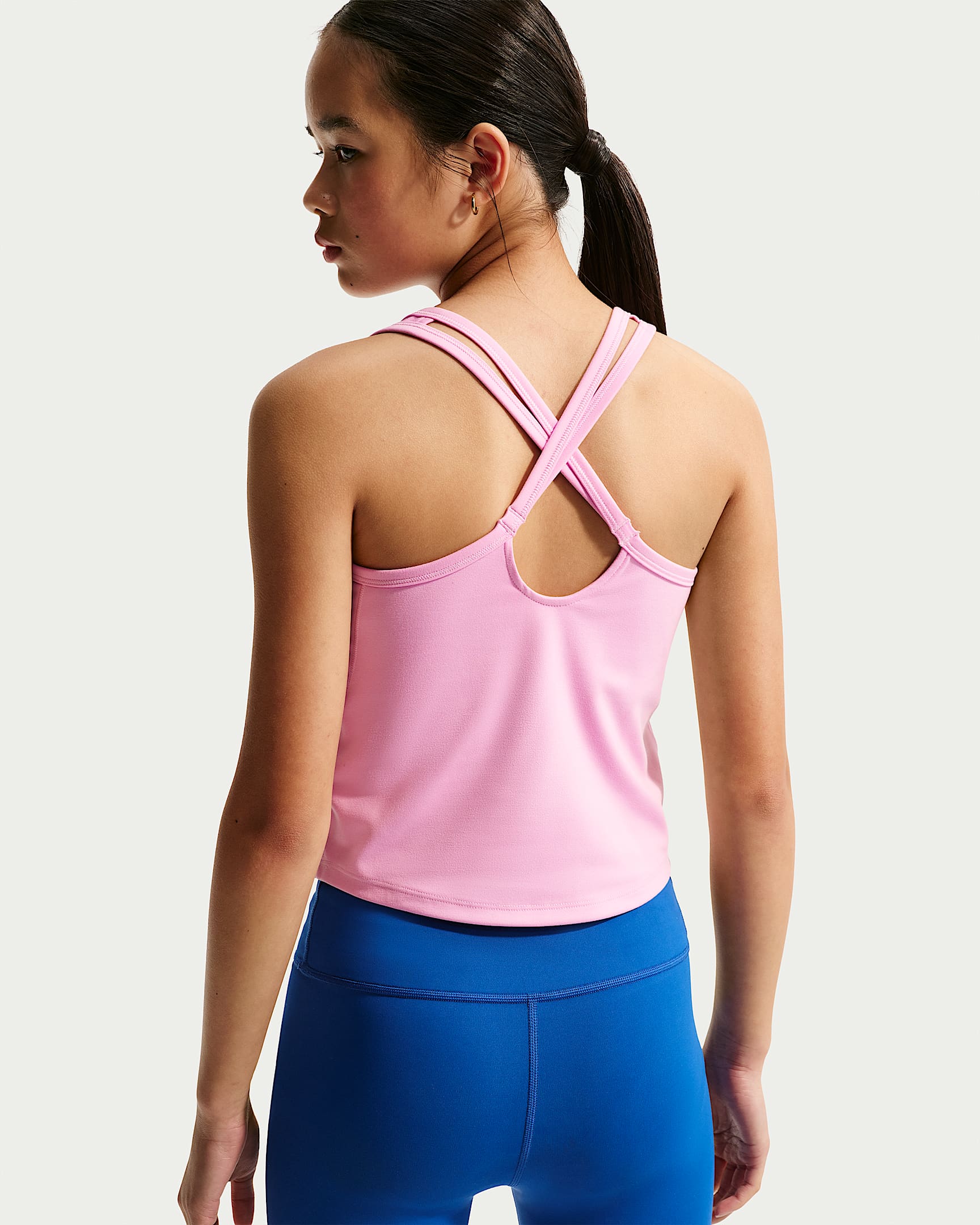 Nike One Fitted Older Kids' (Girls') Dri-FIT Tank Top - Pink Rise/White