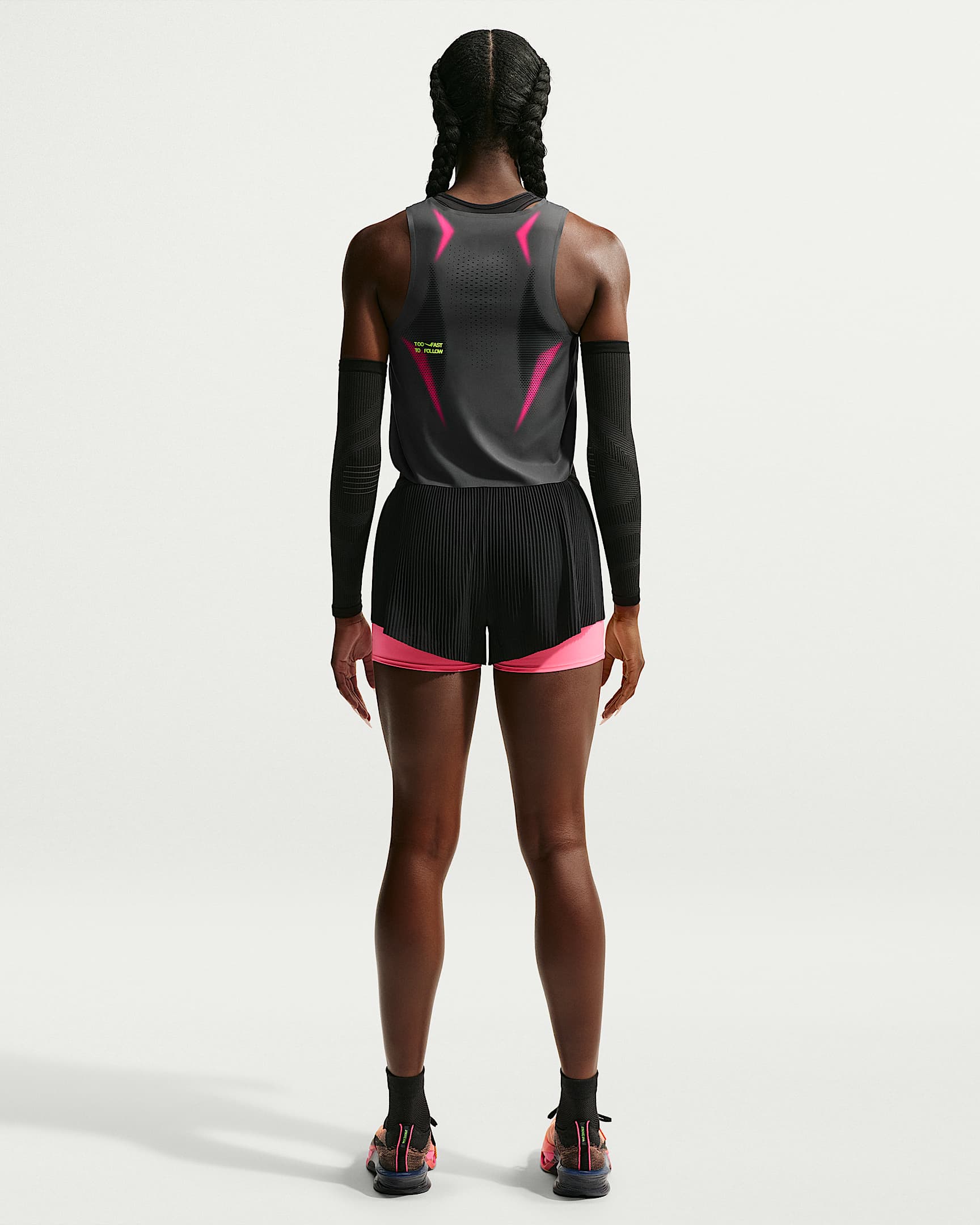 Nike AeroSwift Women's Dri-FIT ADV Cropped Running Tank Top - Iron Grey/Volt/White