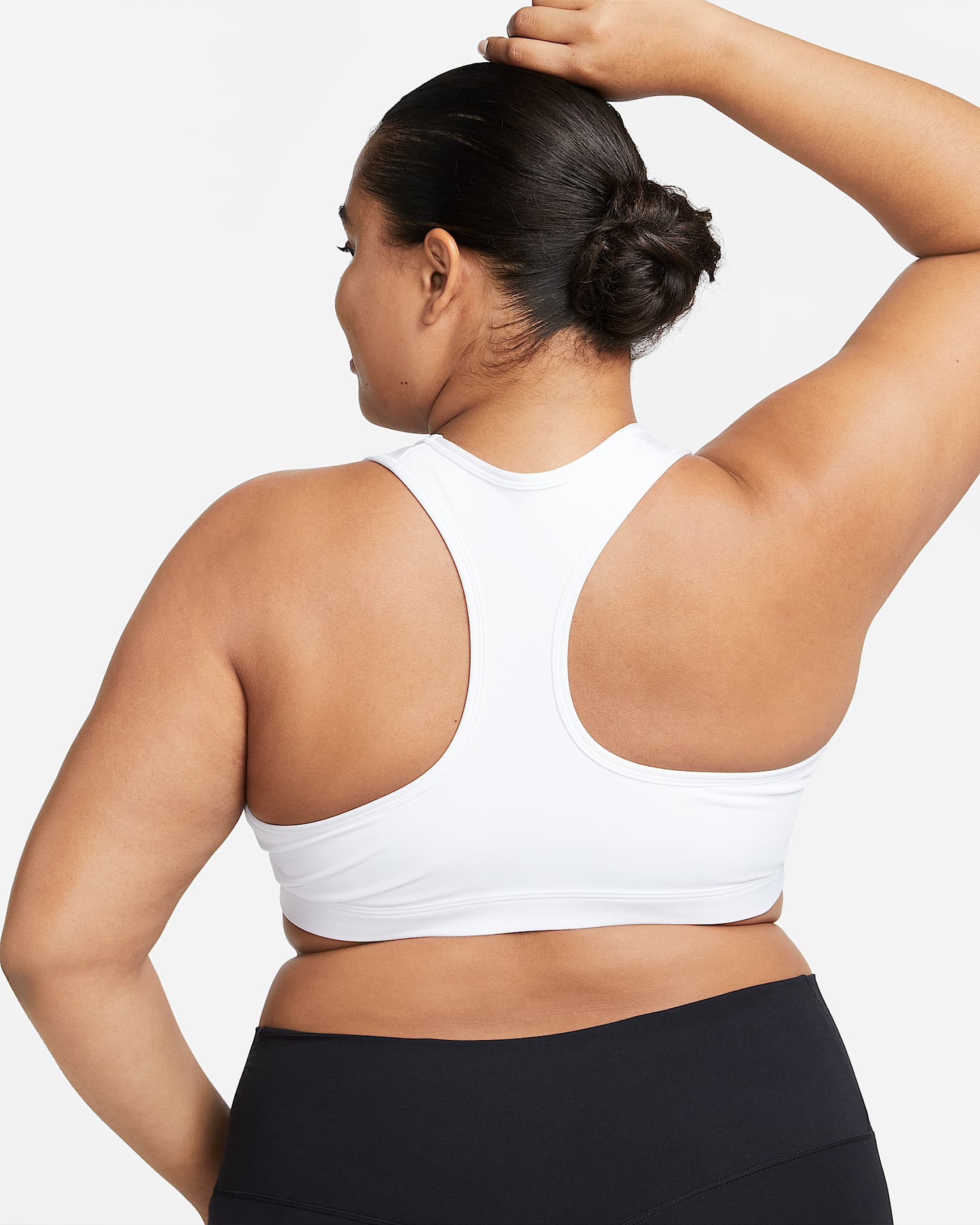Nike Swoosh  Women's Medium Support Padded Sports Bra (Plus Size) - White/Stone Mauve/Black