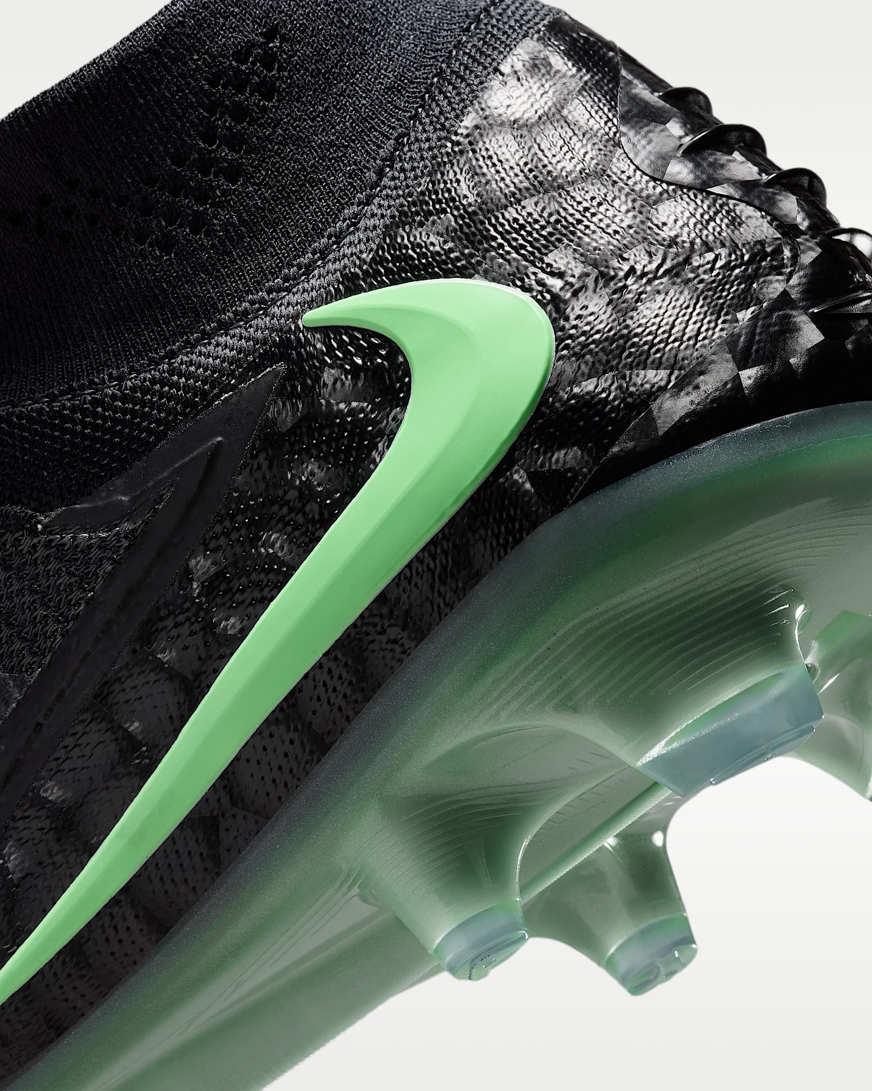 Nike Phantom 6 High Elite Firm-Ground Soccer Cleats - Black/Black/Illusion Green