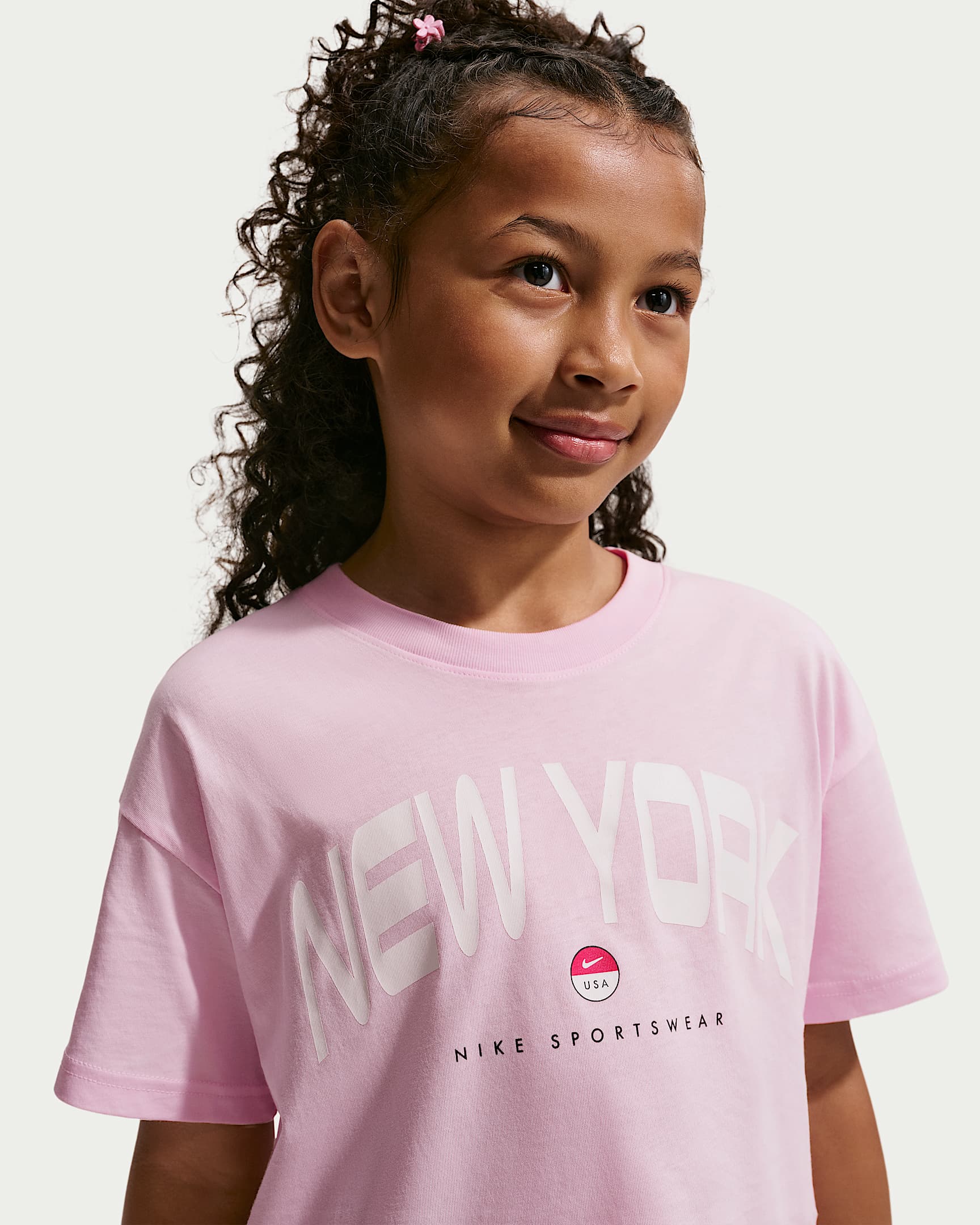 Nike Sportswear-T-shirt til større børn (piger) - Pink Foam