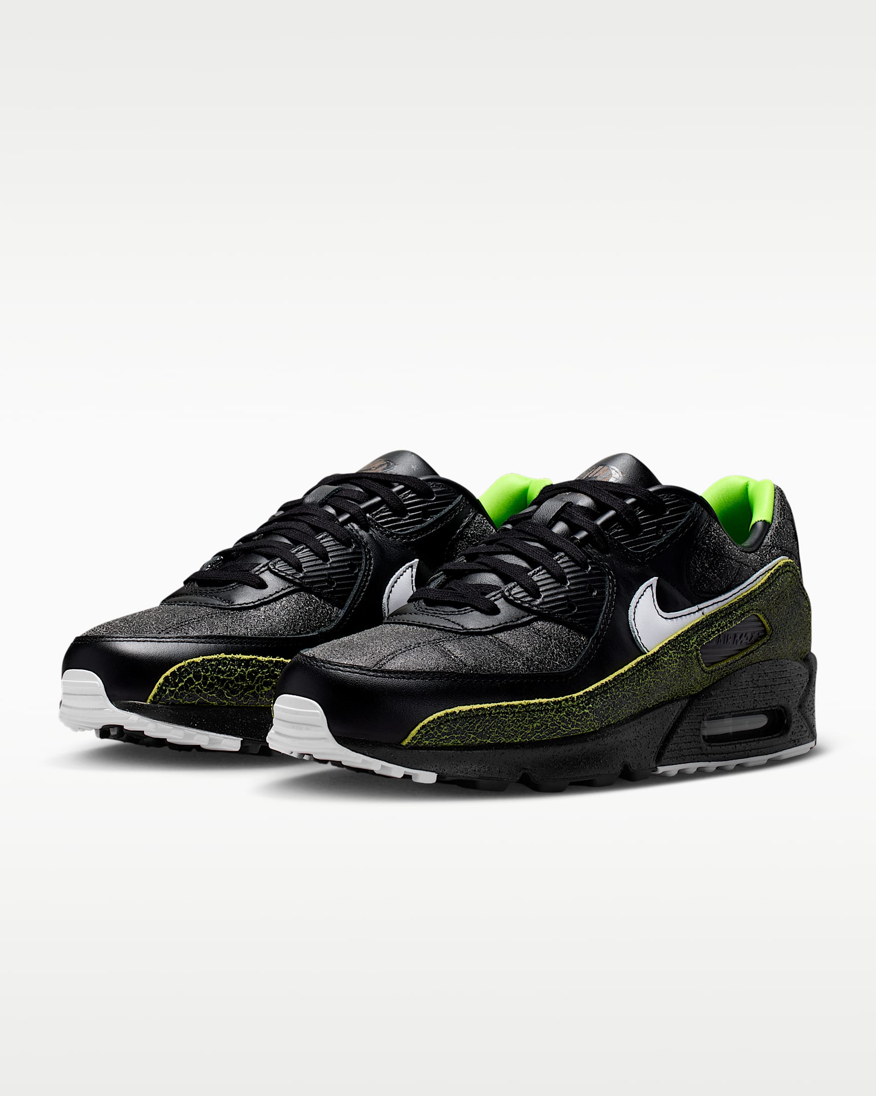 Tenis para hombre Nike Air Max 90 "Tiempo" - Negro/Negro/Verde voltaje/Blanco