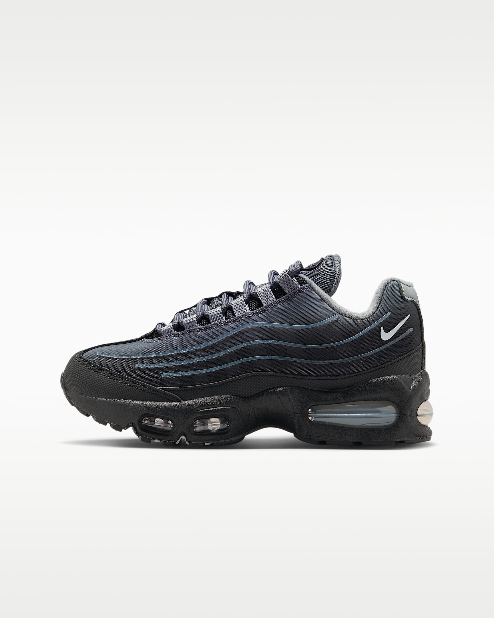 Chaussure Nike Air Max 95 « Big Bubble » Tech pour ado - Noir/Smoke Grey/Metallic Silver/Wolf Grey