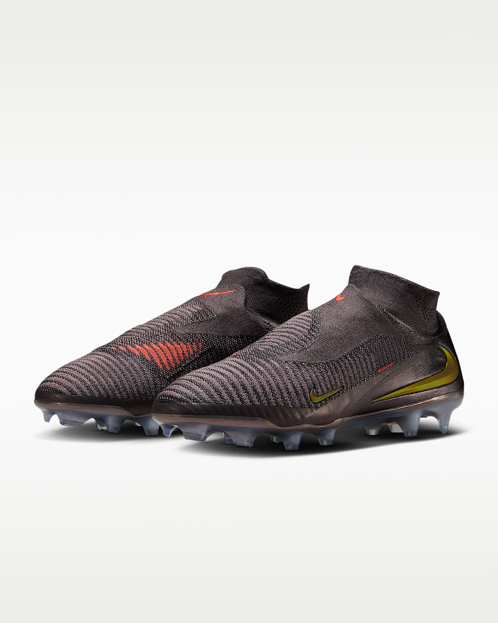 Nike Phantom 6 High Elite LV8 Firm-Ground Soccer Cleats - Medium Ash/Black/Gold Amber