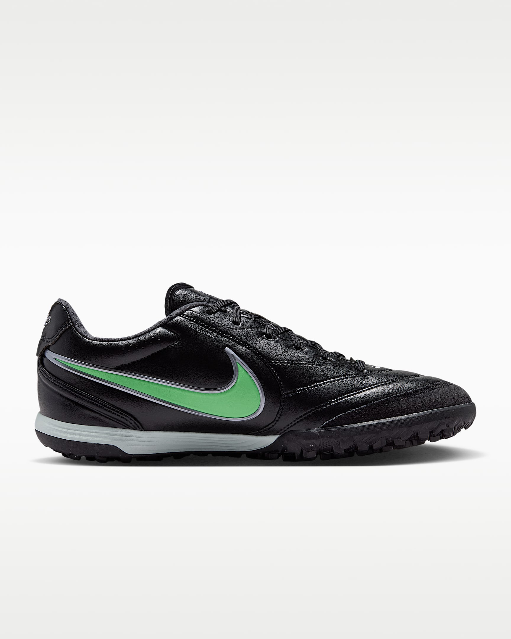Nike Tiempo Ligera Pro Turf Low-Top Football Shoes - Black/Black/Illusion Green